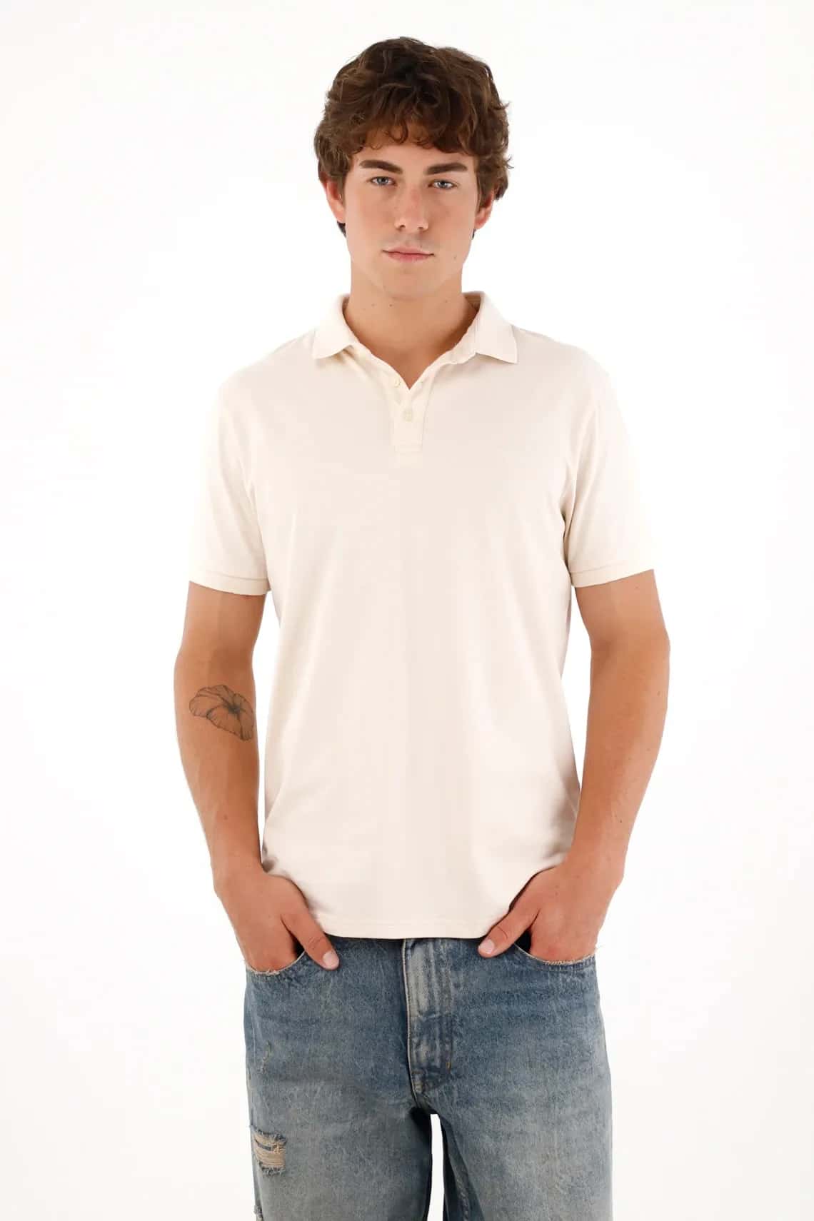 Polo con mini raqueta crudo para hombre
