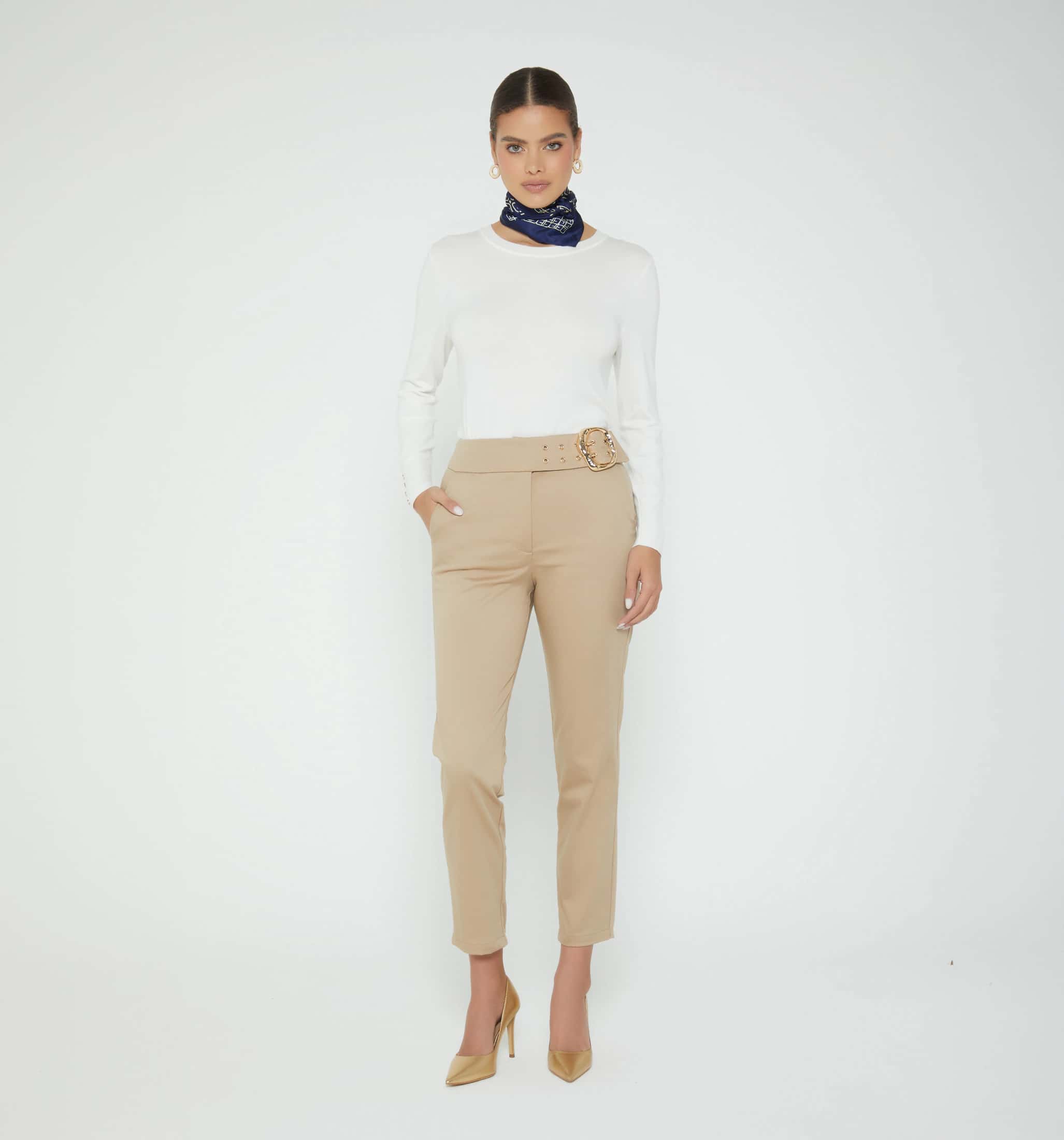 Pantalon tiro alto pretina ancha
