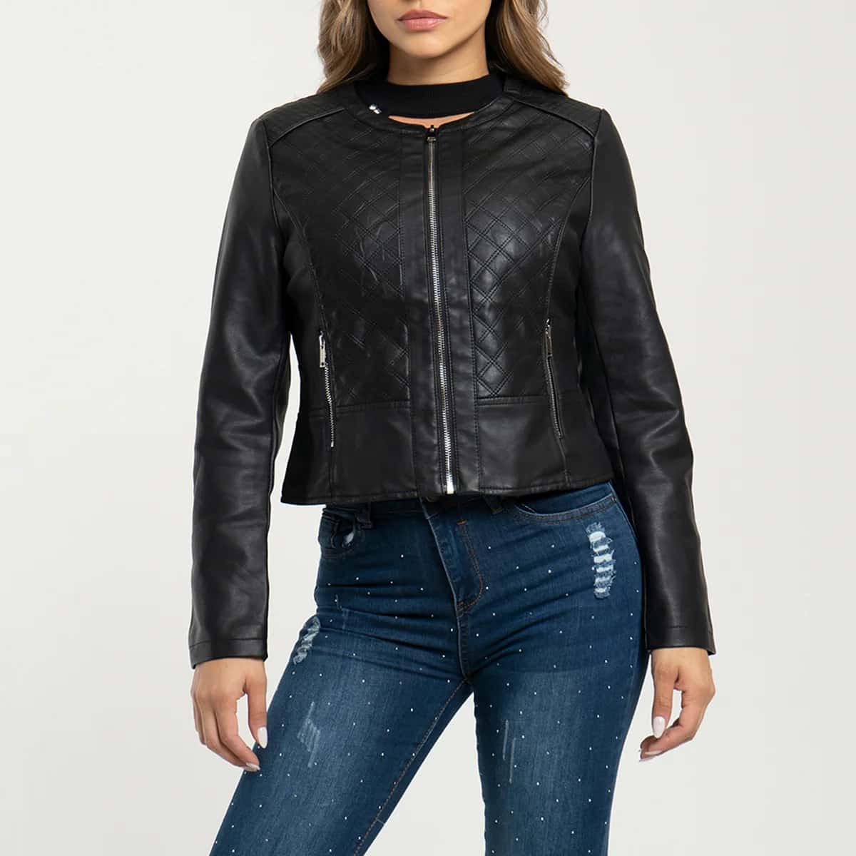 Chaqueta Sintetica Cuello Redondo Thais