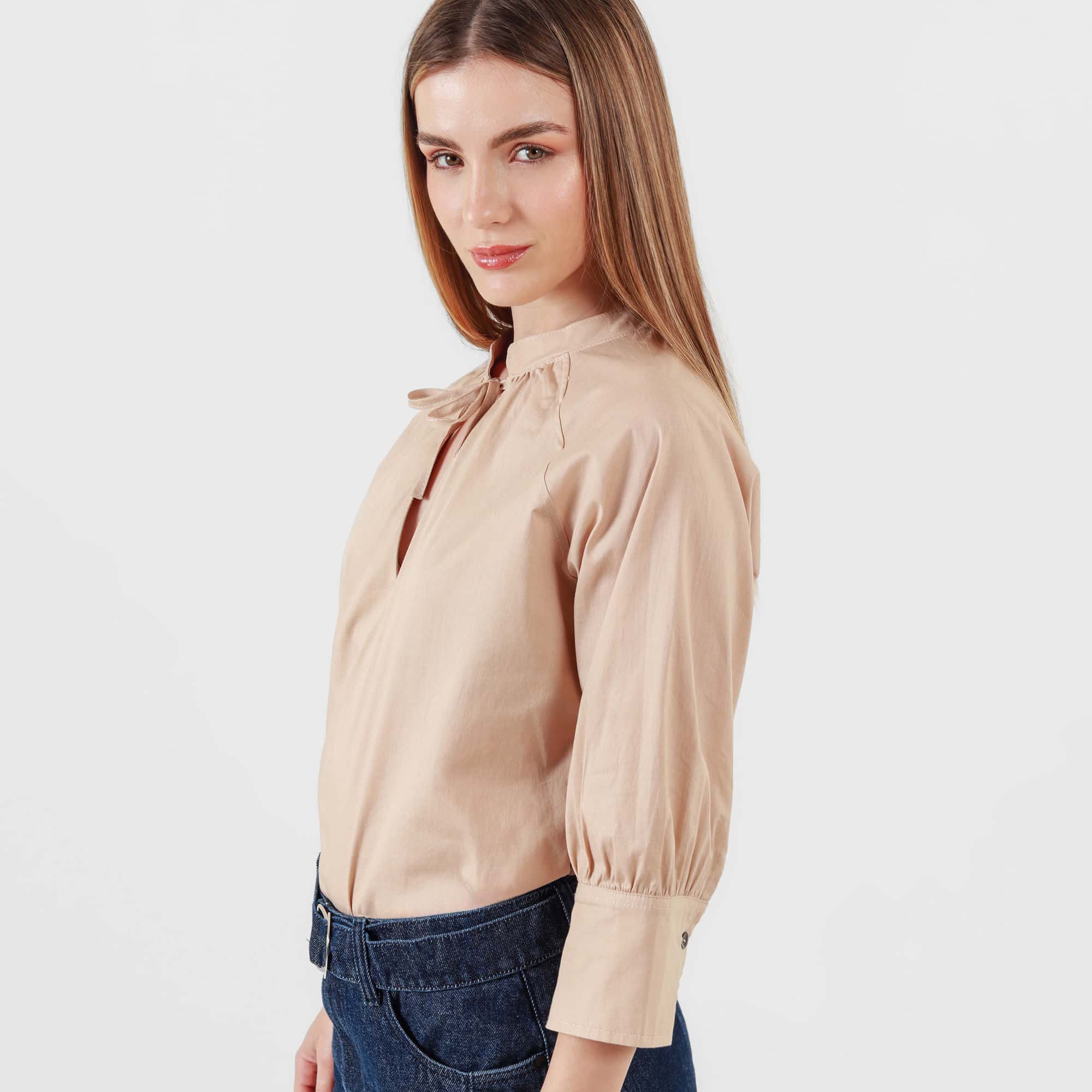 Blusa Cuello V Neru Manga 3Cuartos