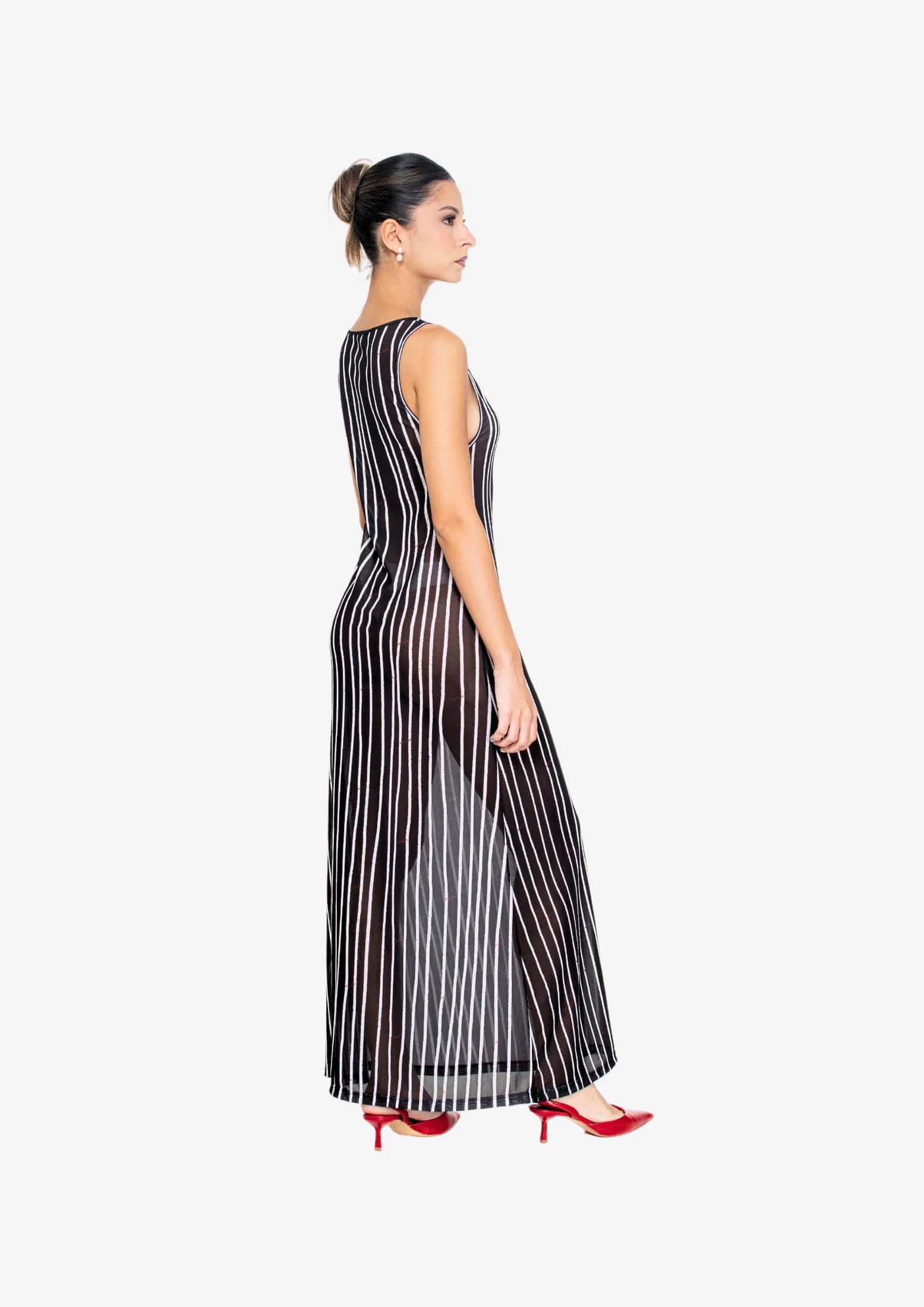 Black Stripes Mesh Tank Dress - miniatura 6