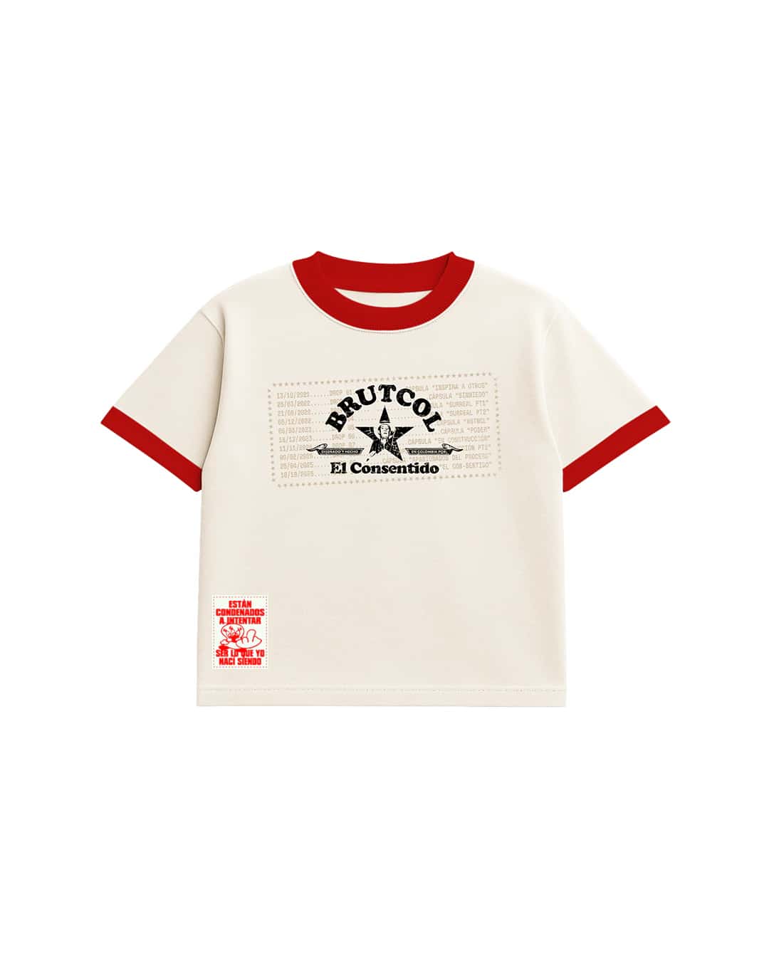 CAMISETA OVERSIZE CROPPED BRUTCOL® TOUR EN EL CON-SENTIDO – CUELLO ROJO - miniatura 4