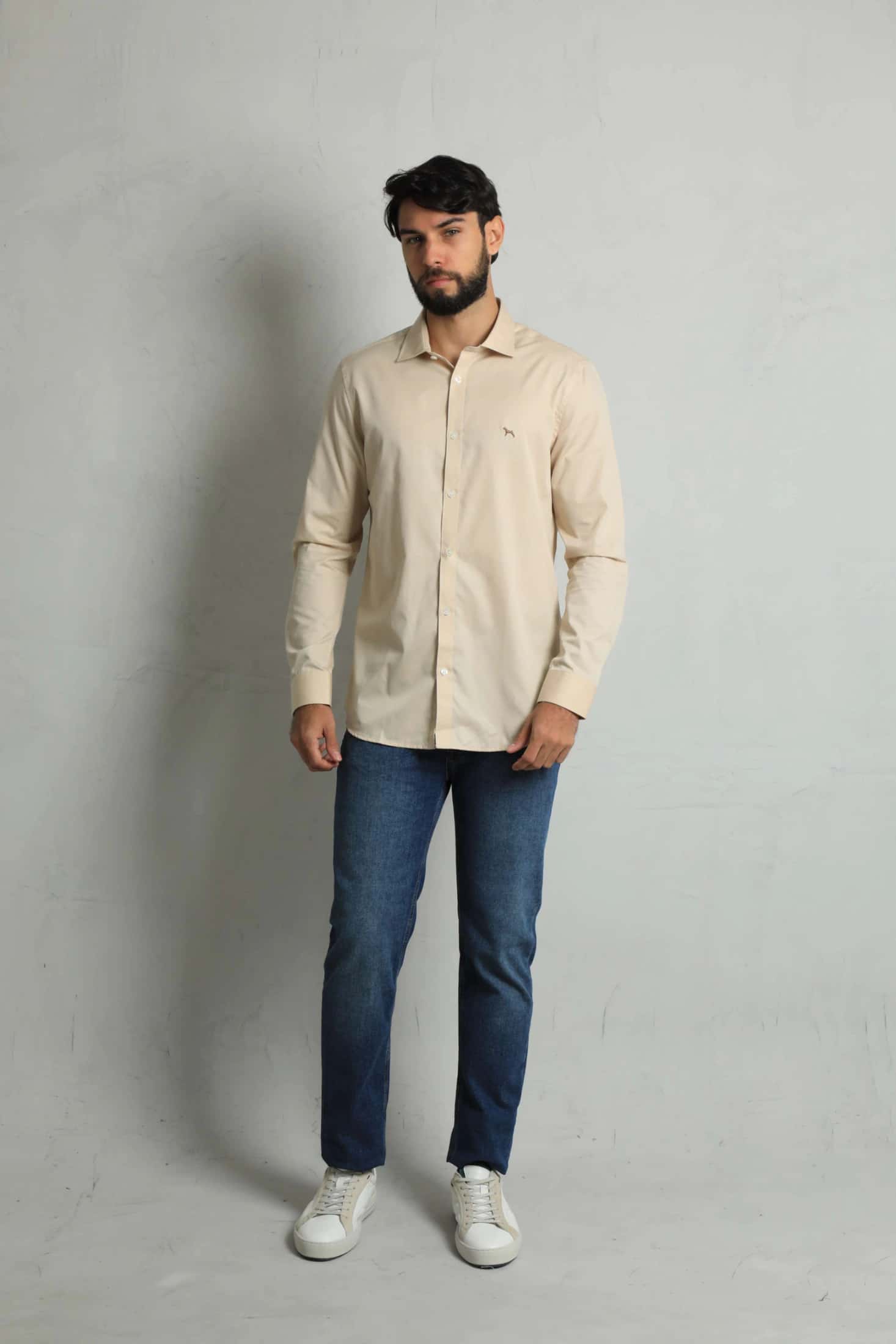 Camisa Manga Larga Khaki (Slim Fit)