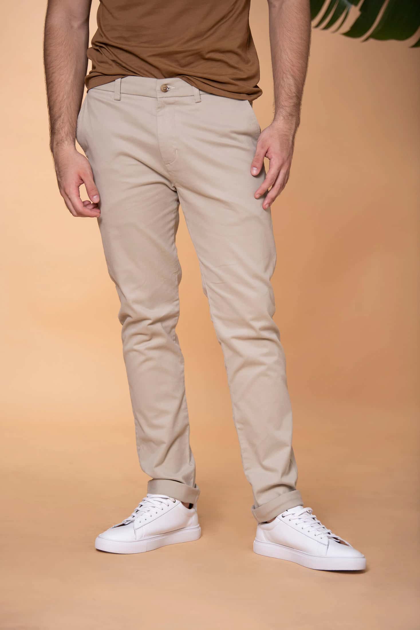 Pantalón Slim Fit Mezcla Algodón Beige