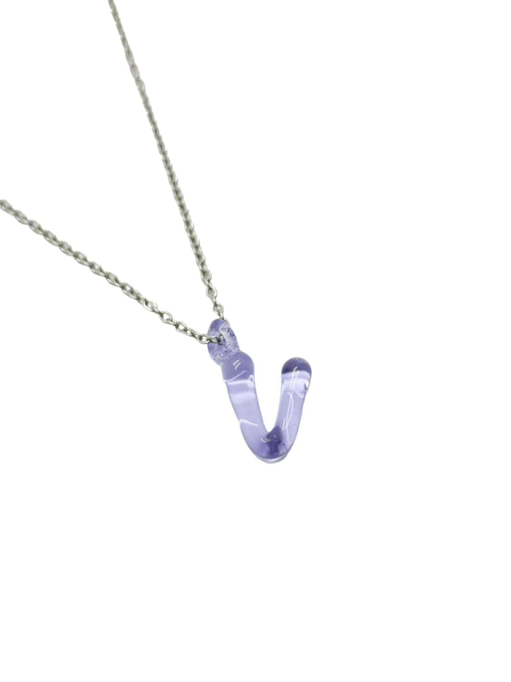 purpple glass necklace 1 letter - miniatura 19