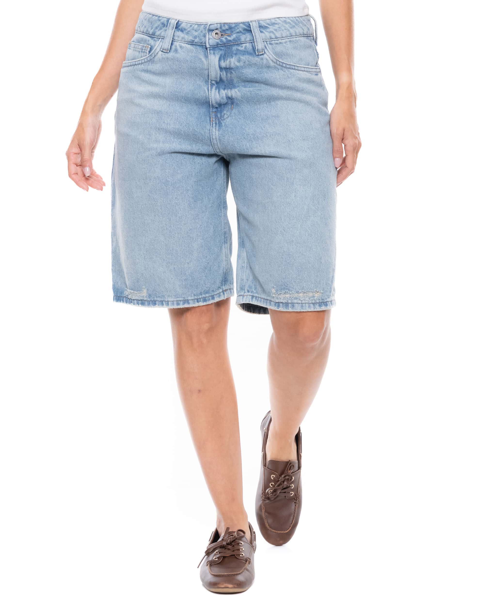 Bermuda Denim Rotos Tiro Regular