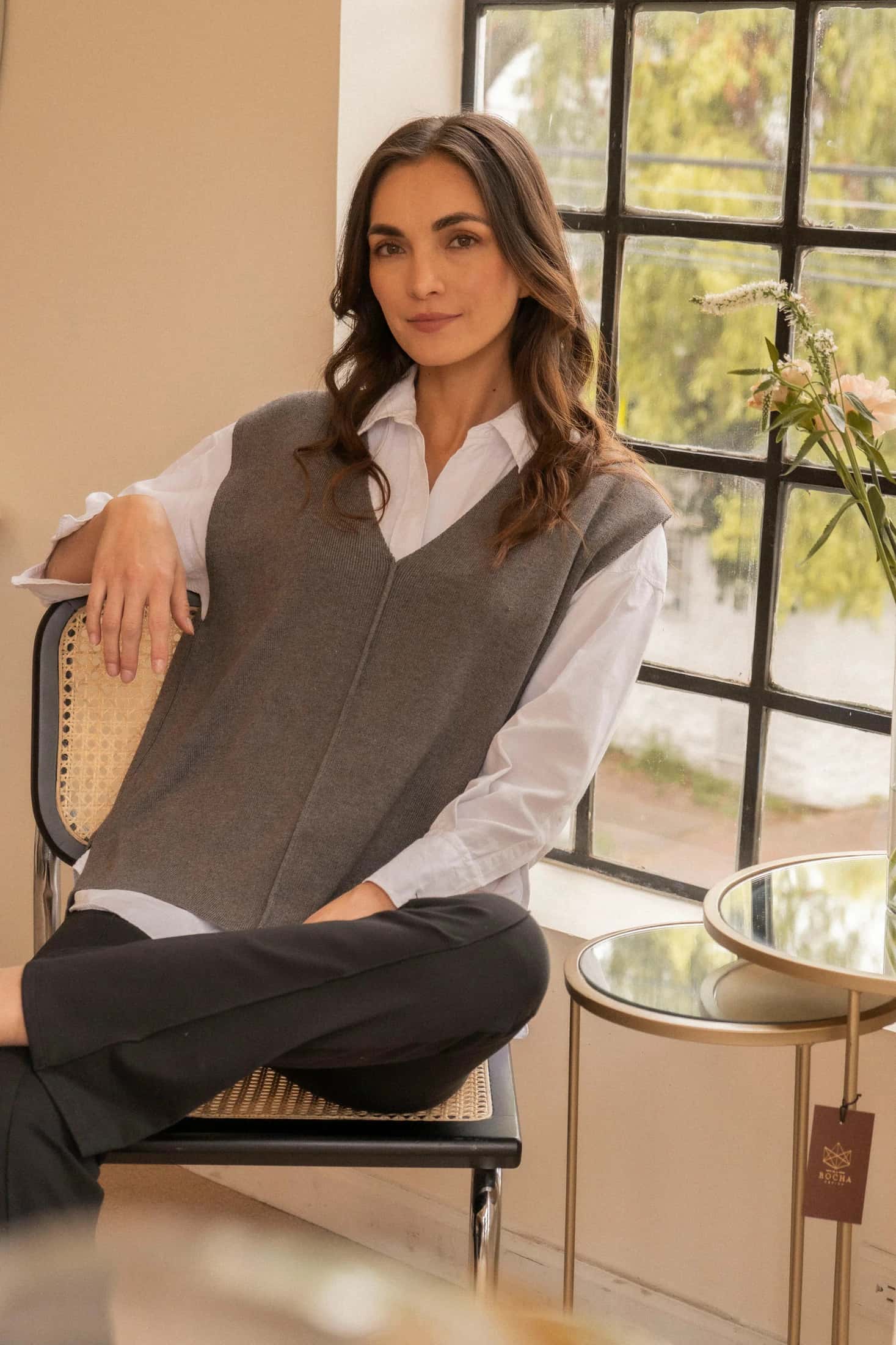 Chaleco Mujer Sweater Vest Gris Claro