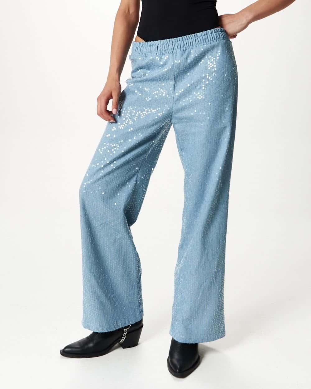DENIM GLITTER PANTS