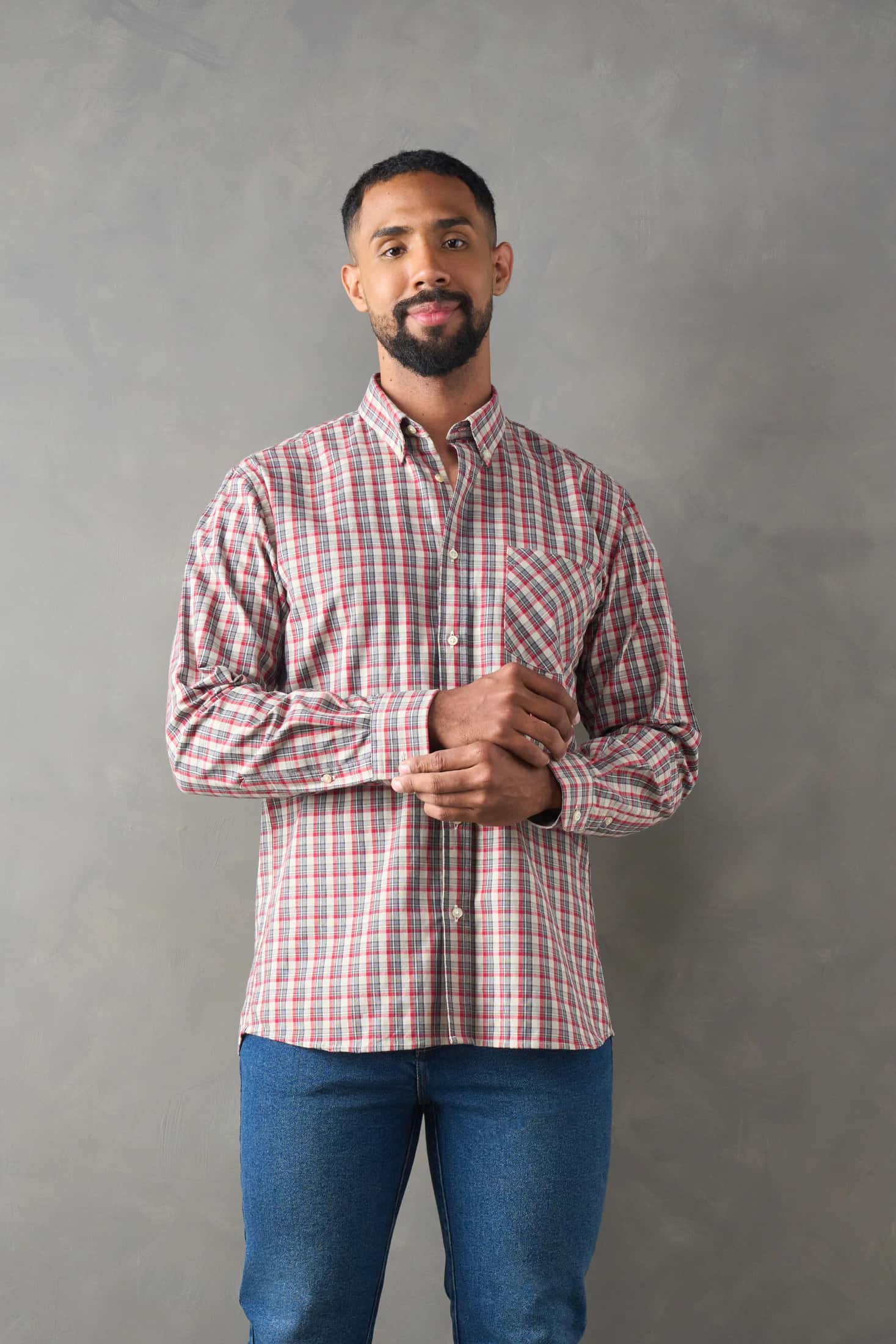 Camisa manga larga regular fit rojo