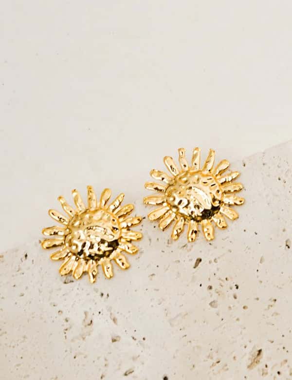 Aretes Sol Mediano Dorado