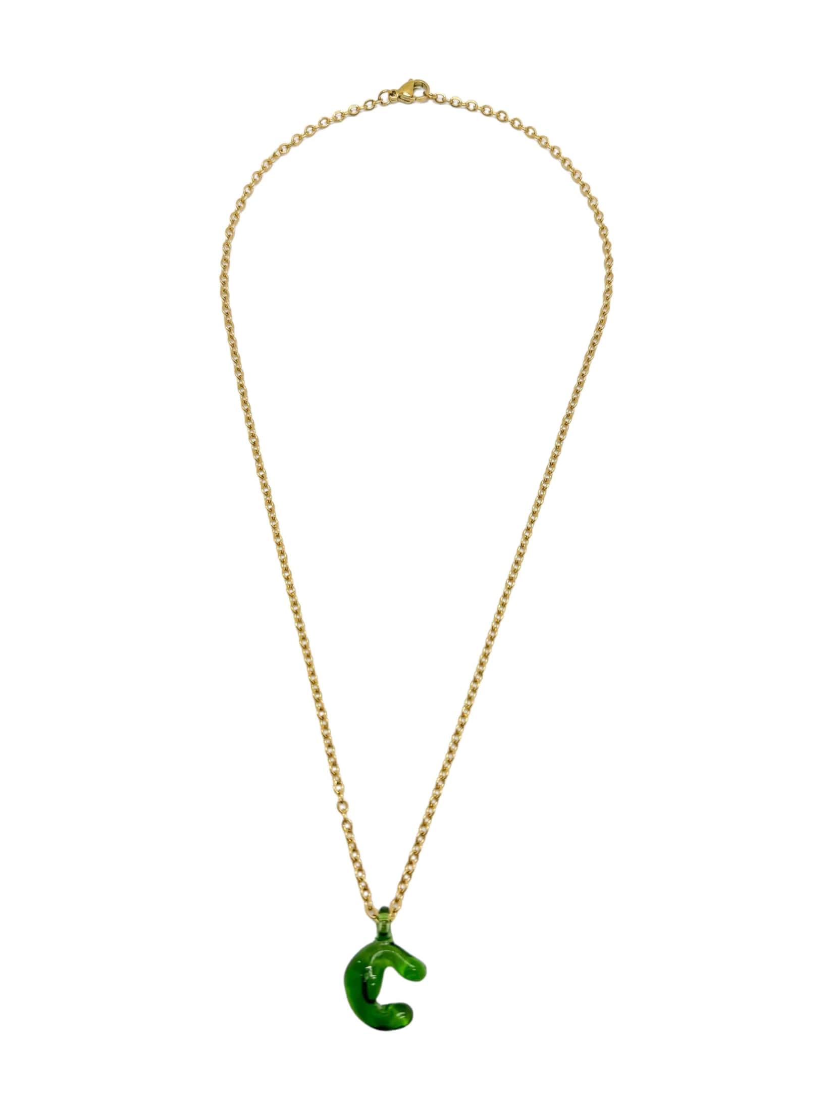 green glass necklace 1 letter - miniatura 4