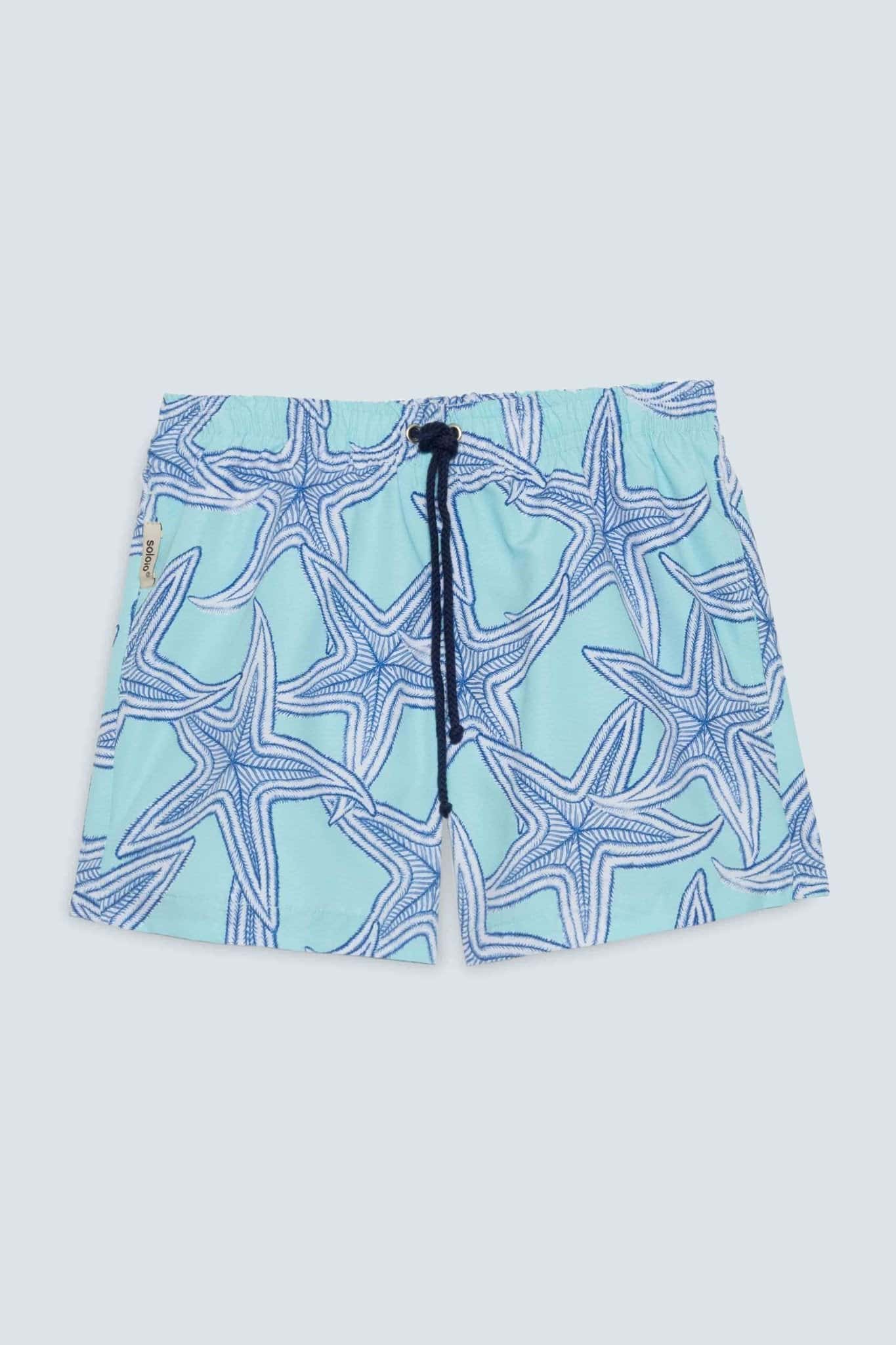 Men's star turquoise swim trunk