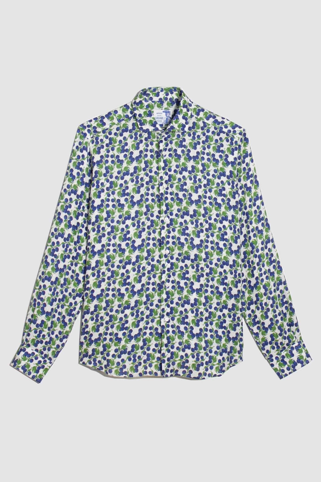 Men's linen shirt navy gooseberry