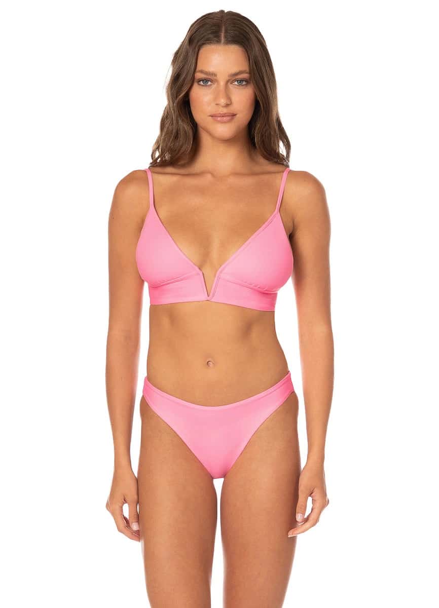 Maaji Pink Parade Long Line Triangle Bikini Top