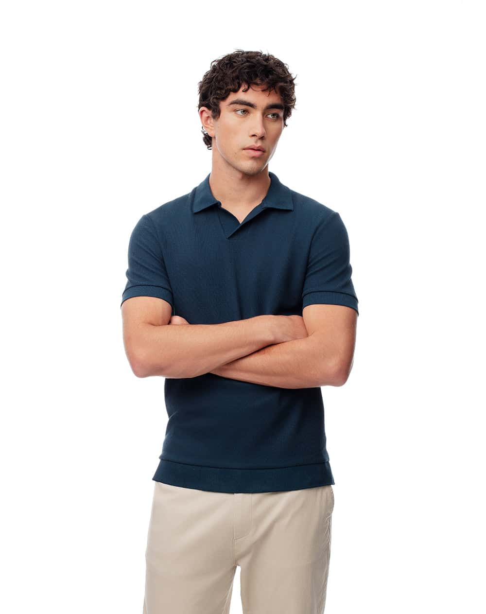 Polo regular algodón azul hombre
