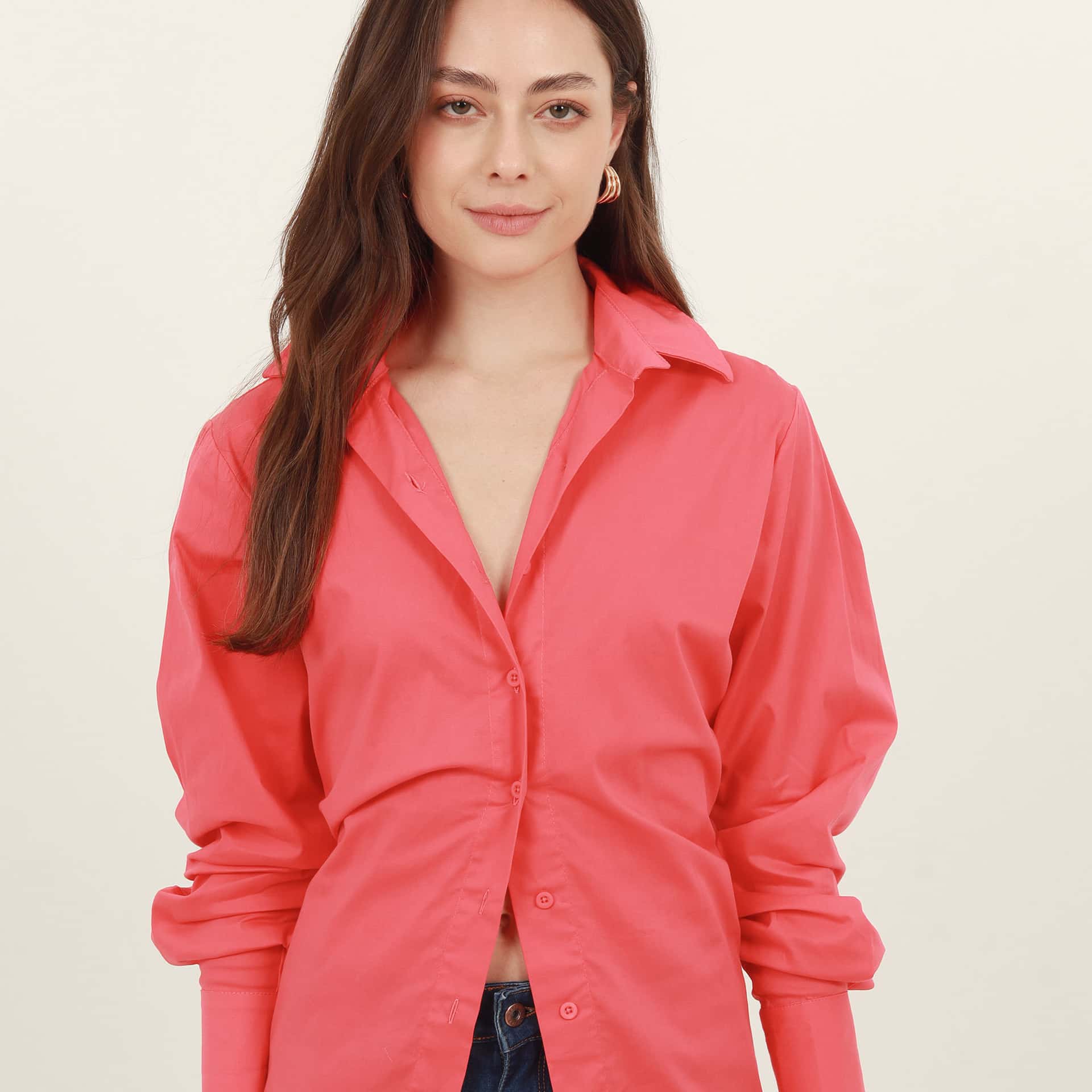Blusa clásica cuello camisero manga larga corte almilla - miniatura 4