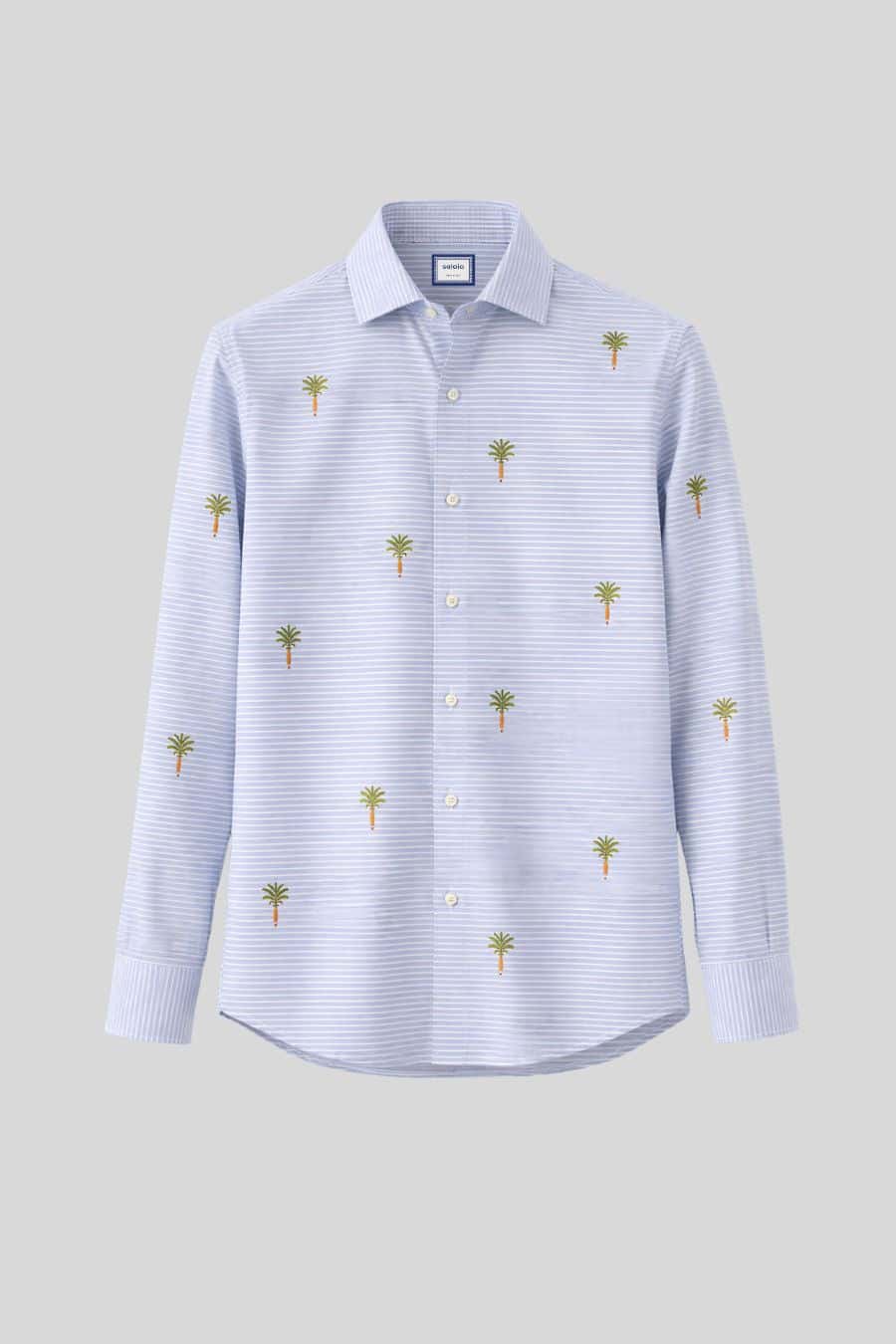 Men's cotton shirt striped orfeo light blue
