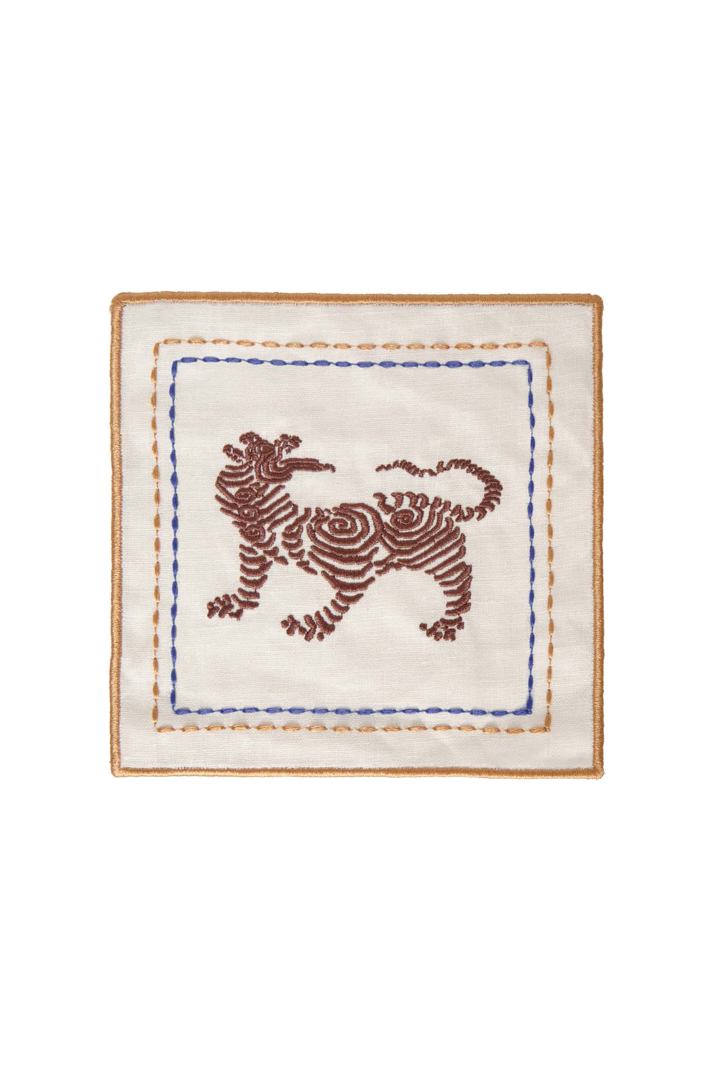 Tiger Cocktail Napkins / Ivory & Brown - Set of 4