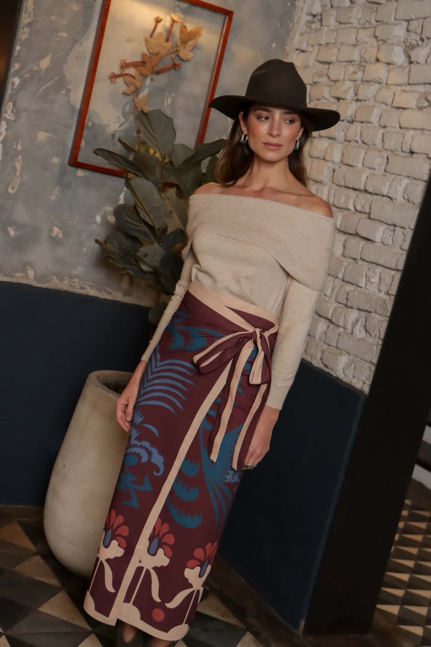 Sari Agave, Vinotinto / Vestido - Falda - miniatura 12