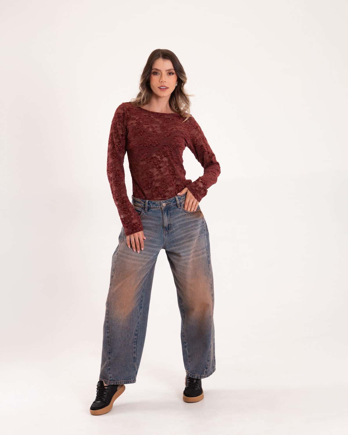 Blusa blonda vinotinto para mujer