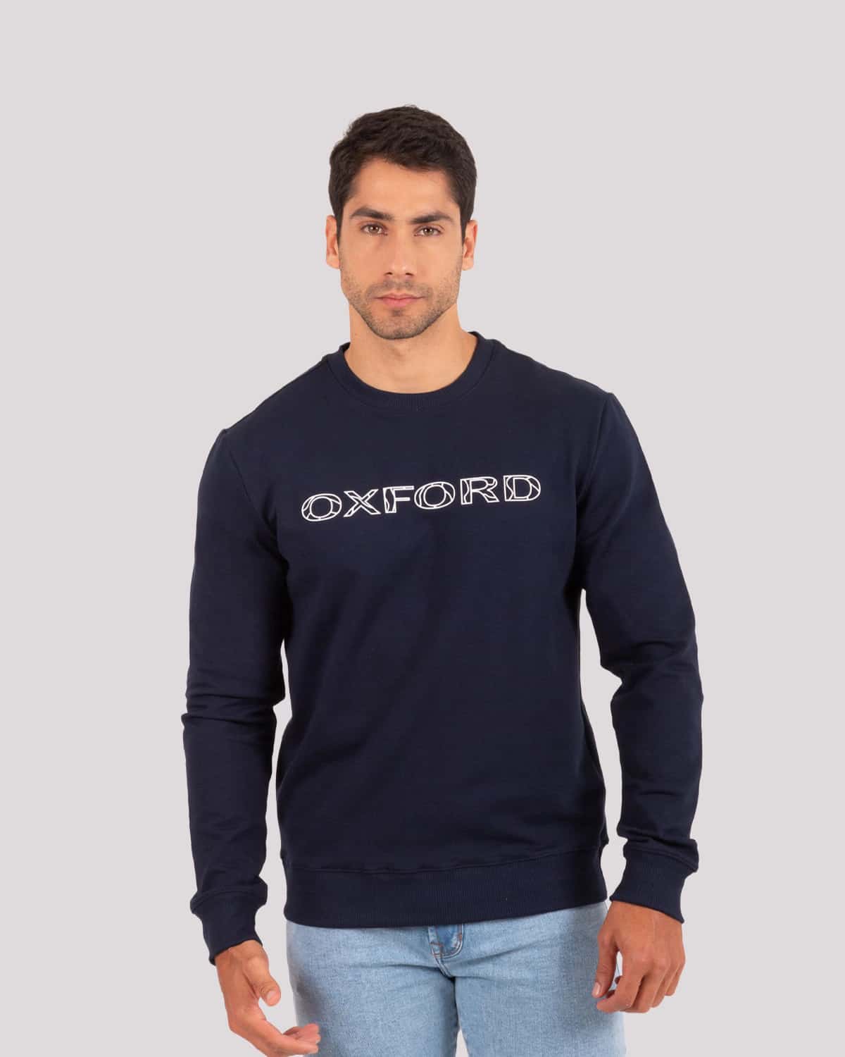 Buzo azul estampado frontal para hombre