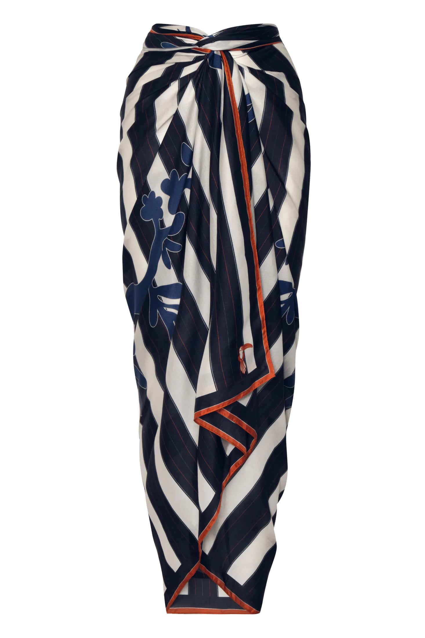 De La Falaise Cotton Silk Sarong / Navy Solana Shield