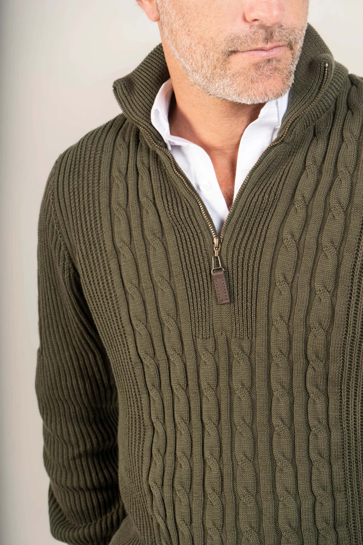 Suéter Halfzip Highland Hombre Verde Militar