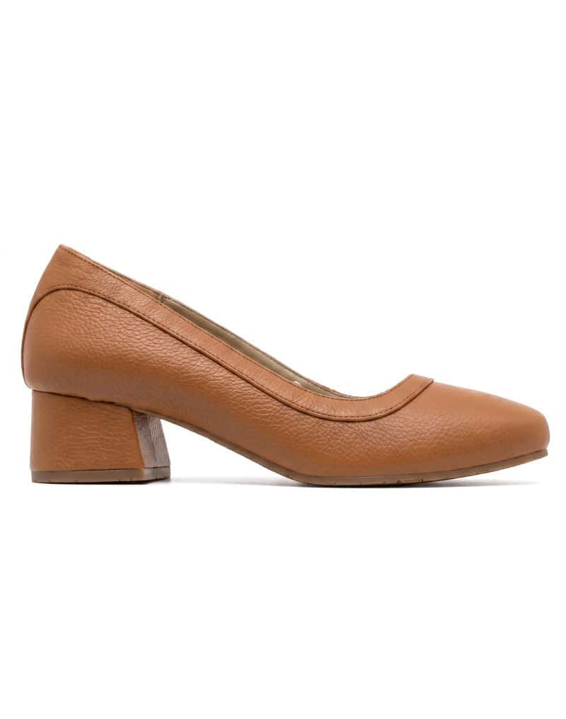 Zapato cerrado tacón medio para oficina en cuero REF MTD1691BS