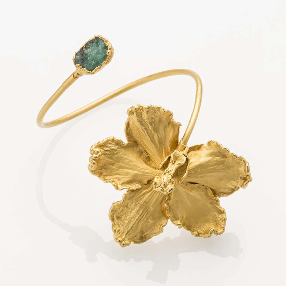 Vanda Orchid Bracelet and Rough Emerald