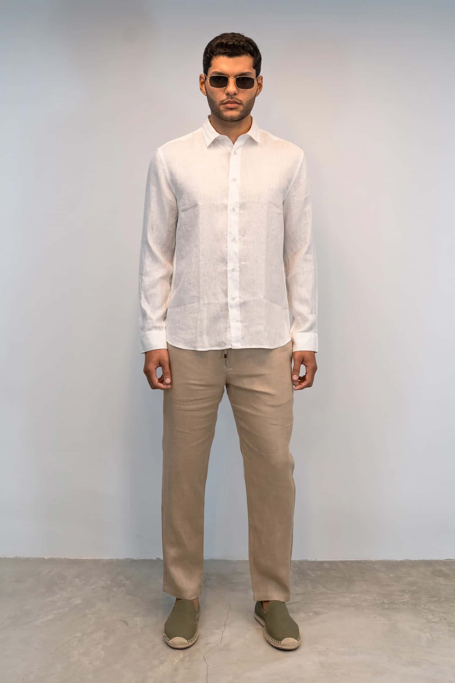 Camisa Manga Larga Lino Blanco