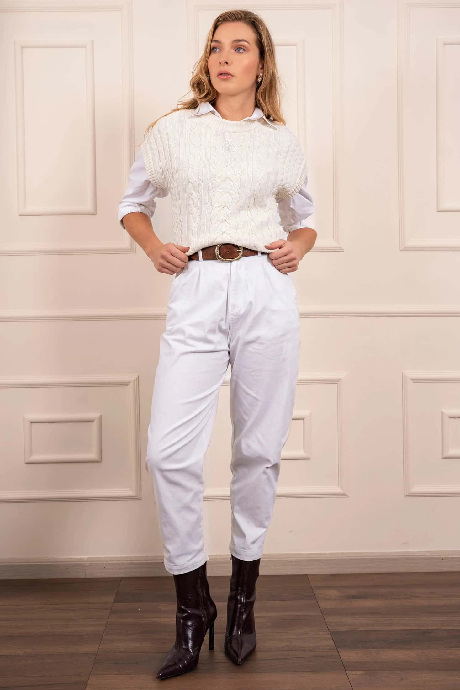 Sweater Vest Tulipan Blanco Mujer - miniatura 3
