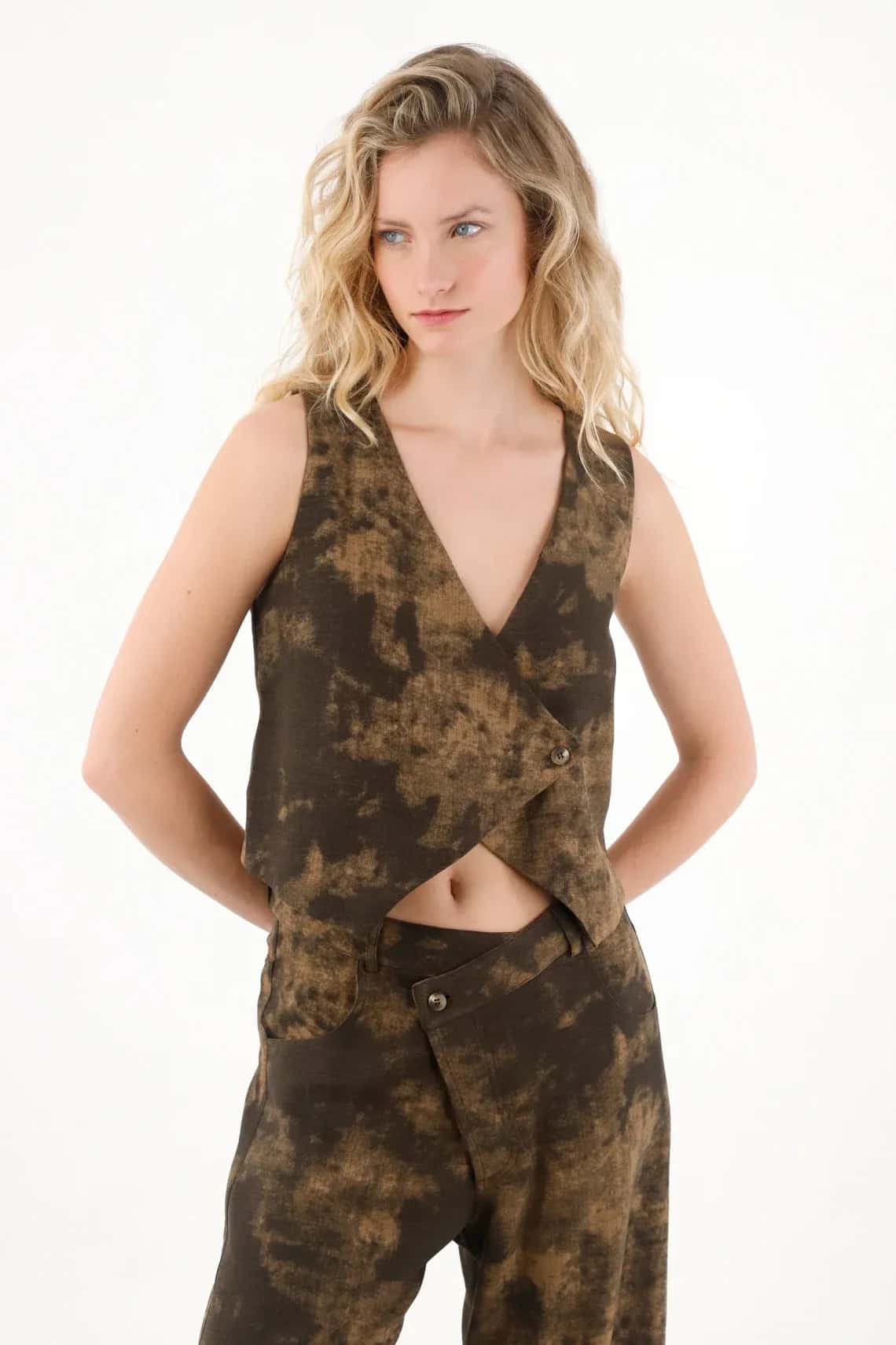Chaleco estampado tipo vintage para mujer