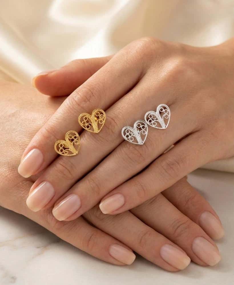 Set Corazones en Filigrana Plata y Baño de Oro 24K