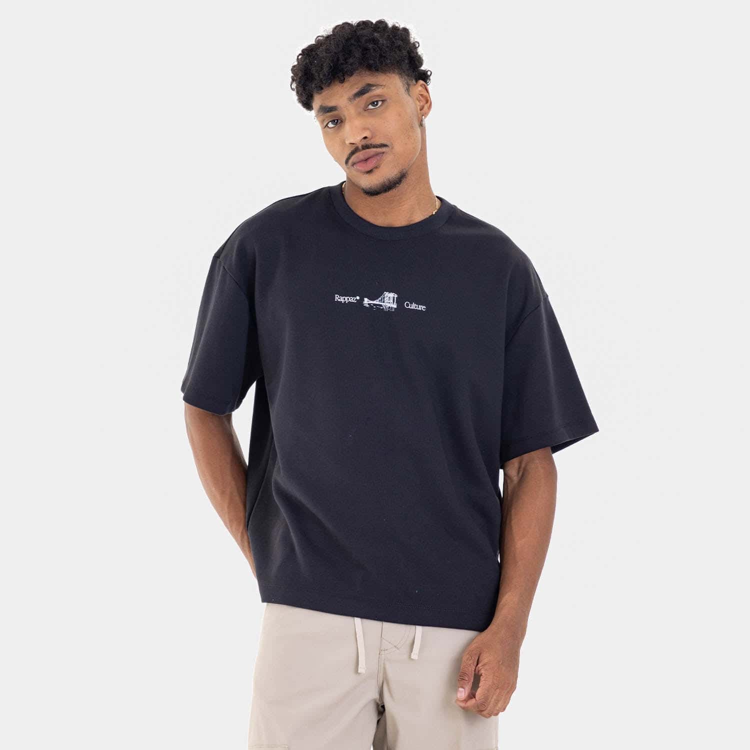 Boxy Fit Tee Brooklyn Bridge Black