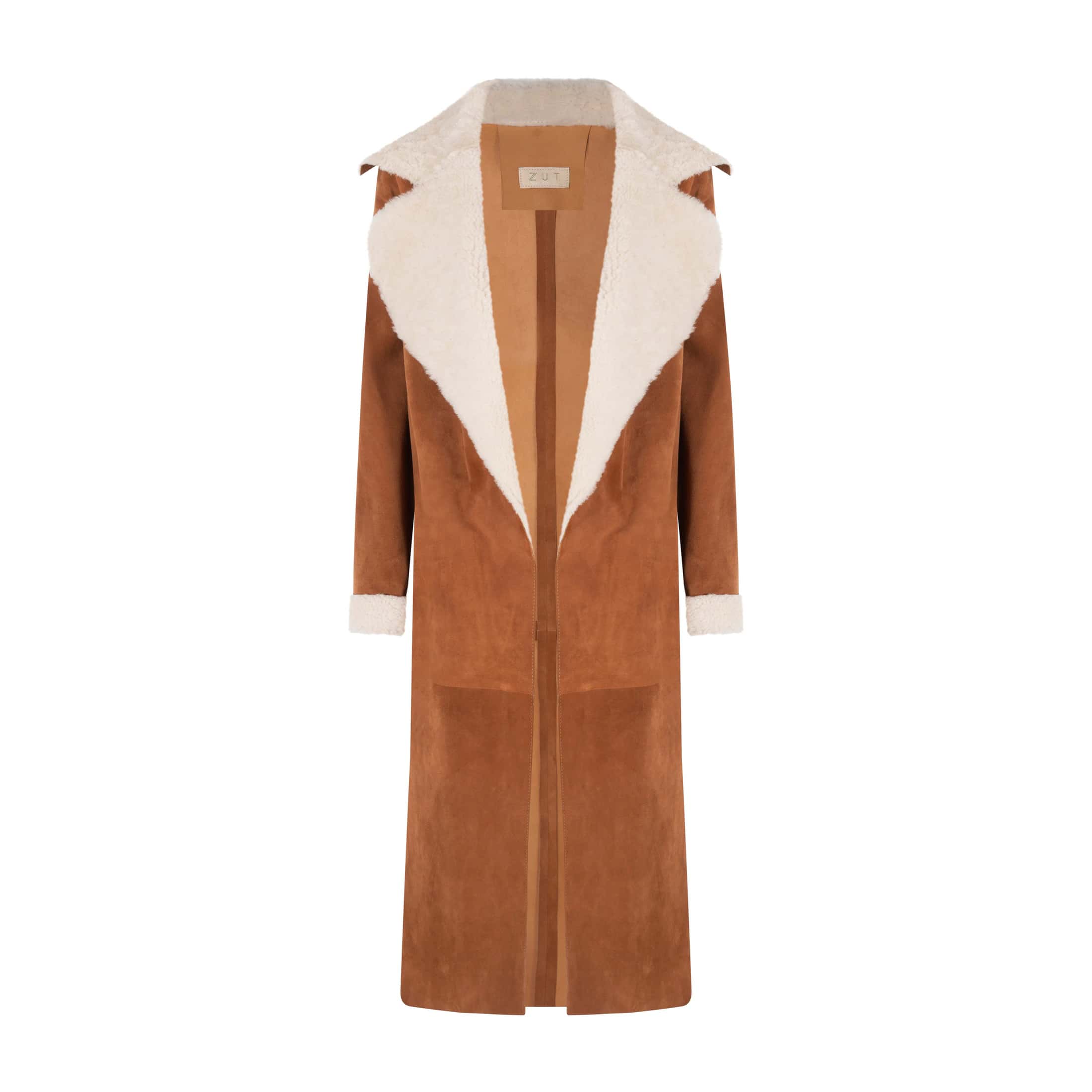MARIA CLARA MAXI SHEARLING COLLAR COAT