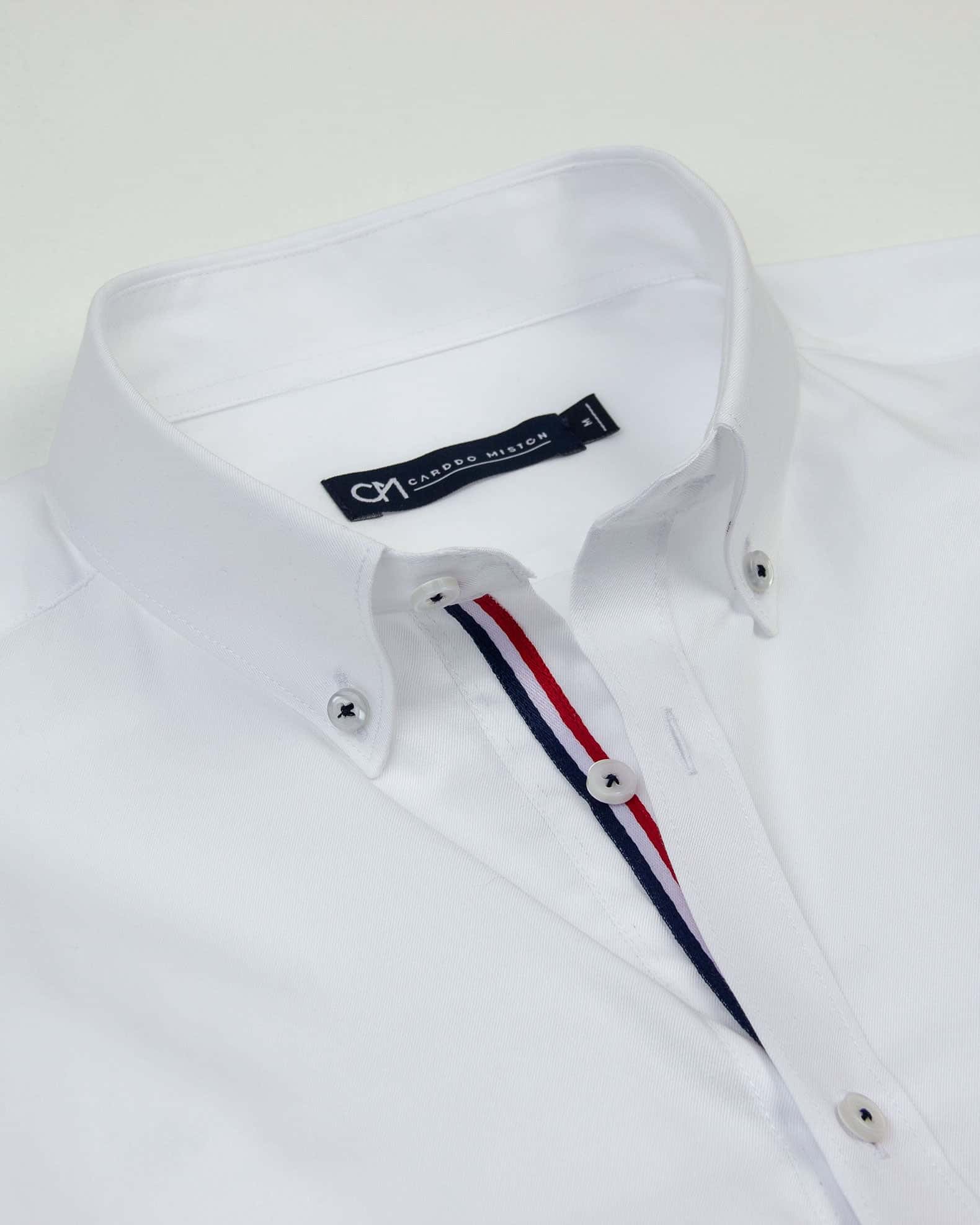Camisa Sarga Hiladillo France Algodón Blanco - miniatura 2