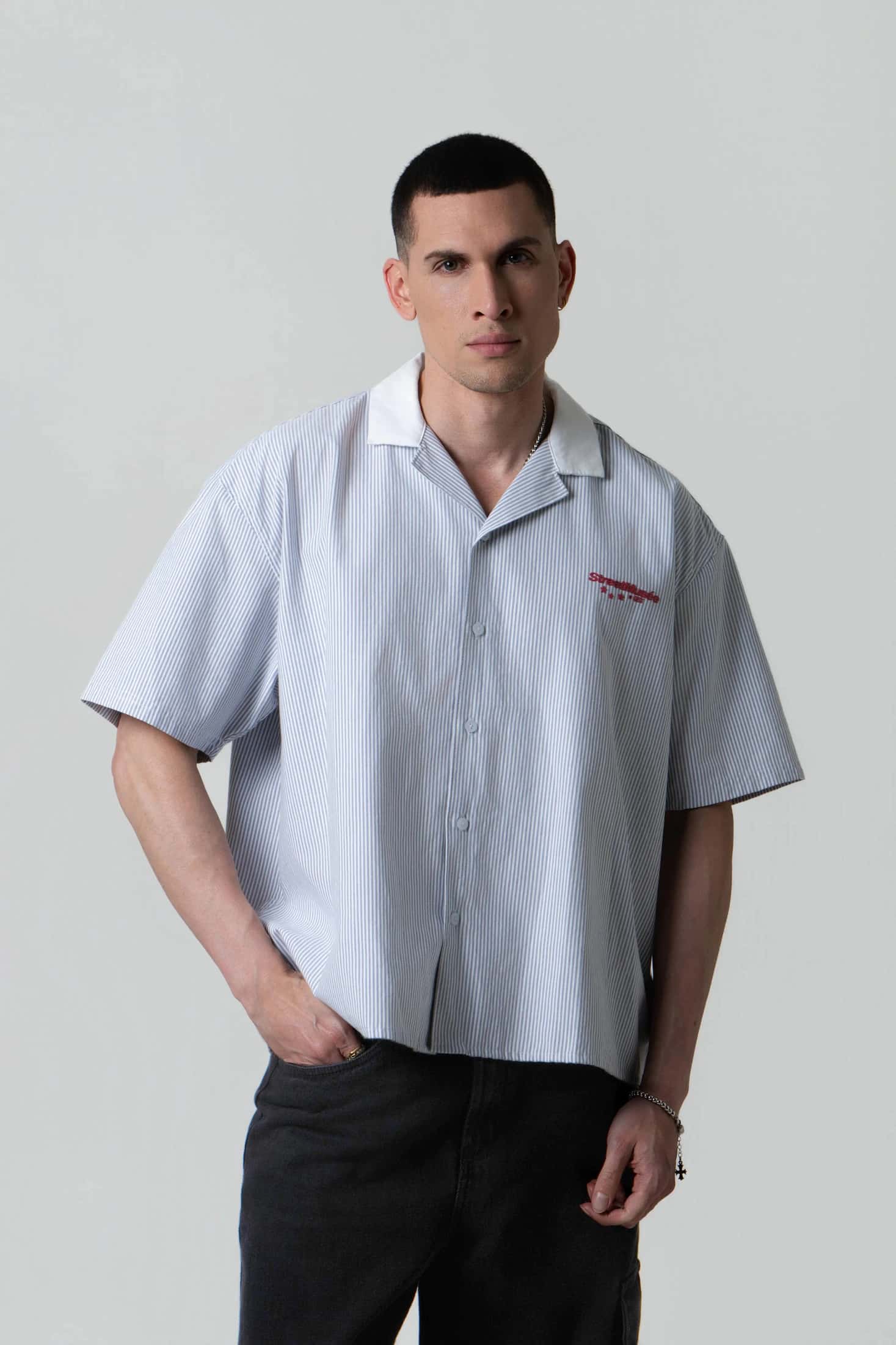 CAMISA MANGA CORTA COLOR GRIS CLR