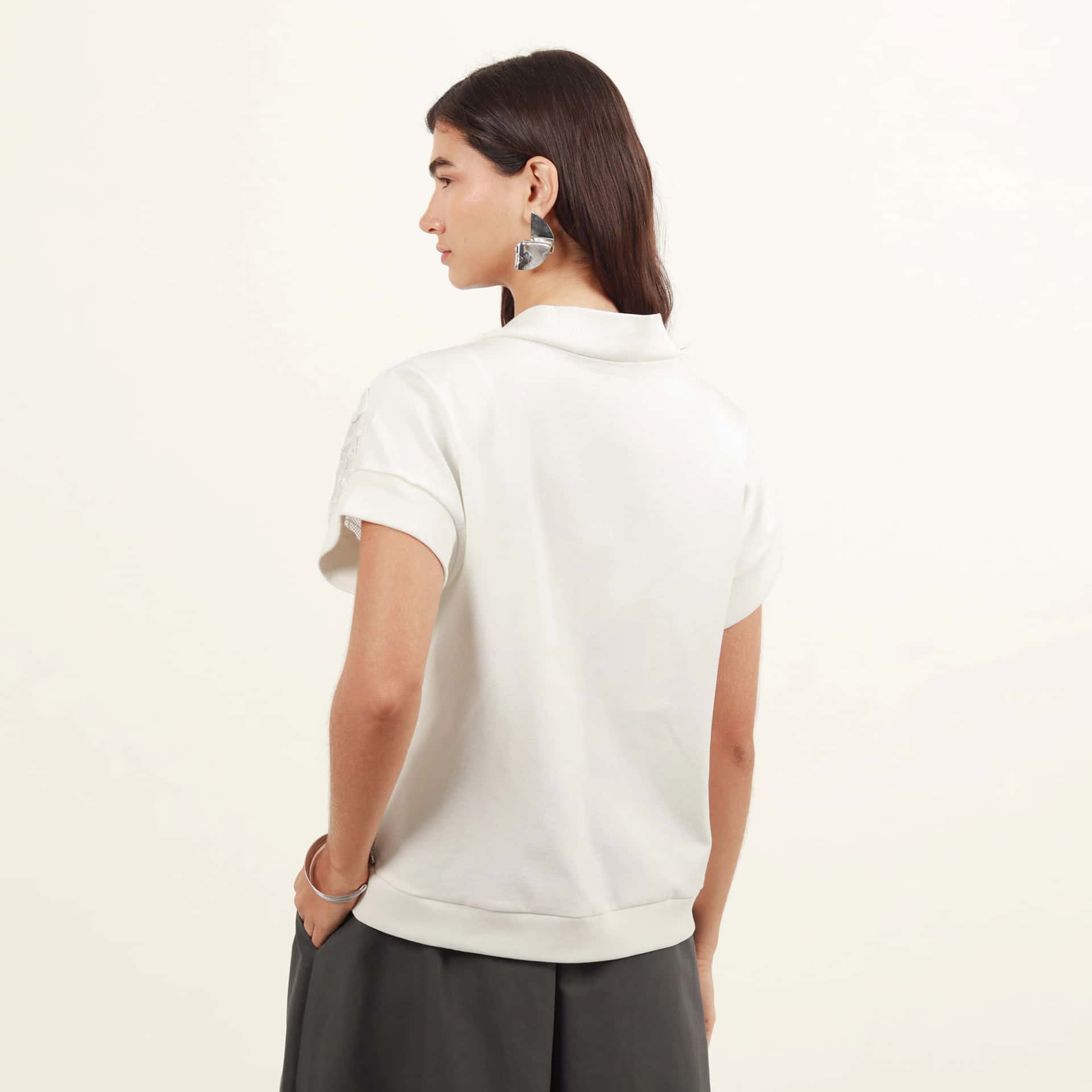 Blusa cuello v manga corta - miniatura 3