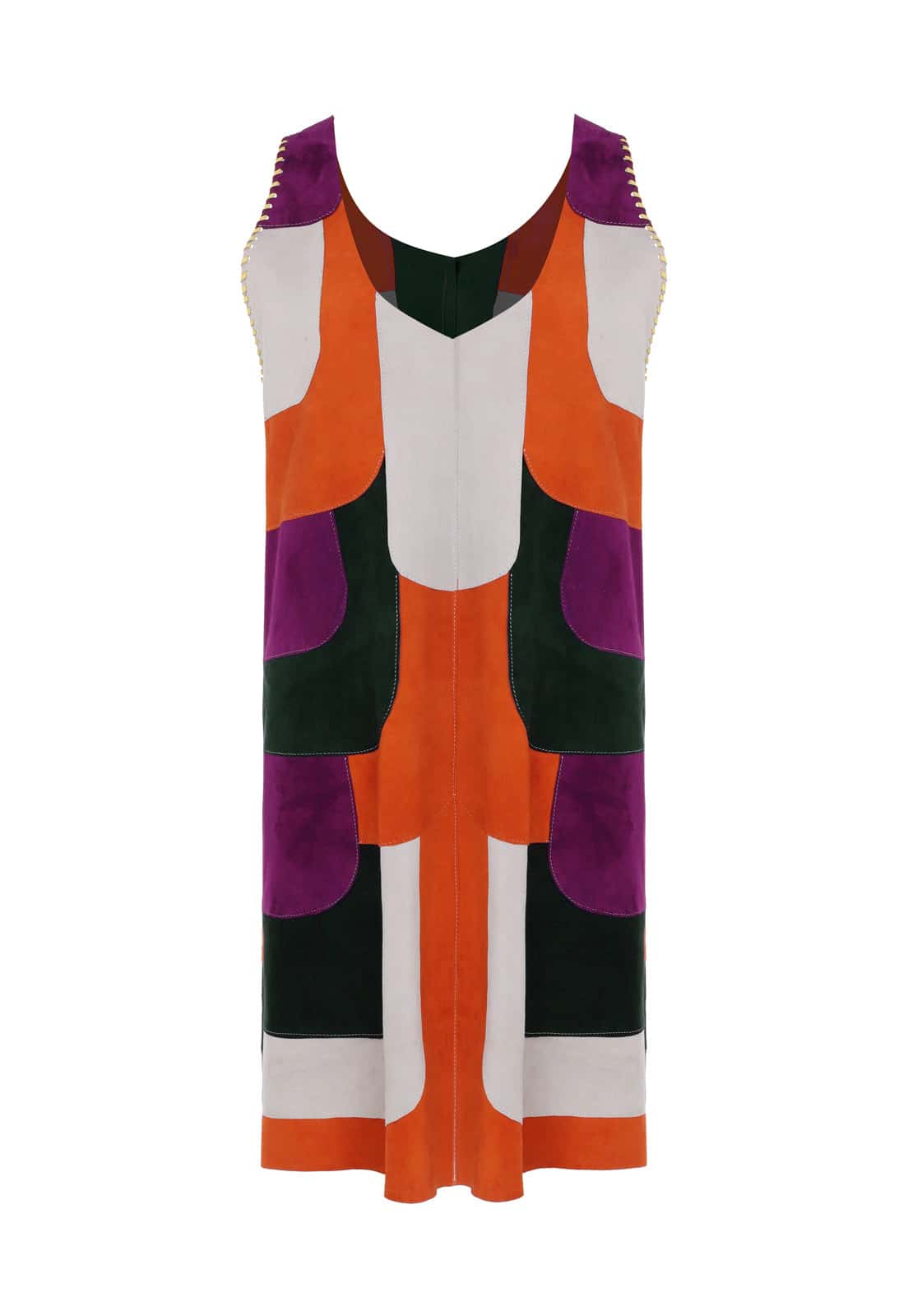 VIOLET PATCHWORK DRESS WITH CARGO POCKETS