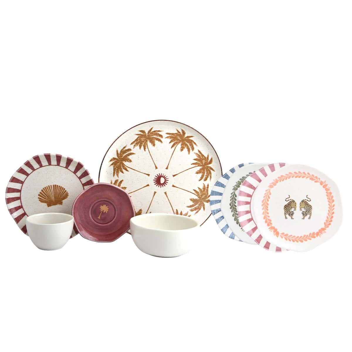 Combo Vajilla 4 Puestos 20 Piezas + Set 4 Platos Postre Corona x Malai