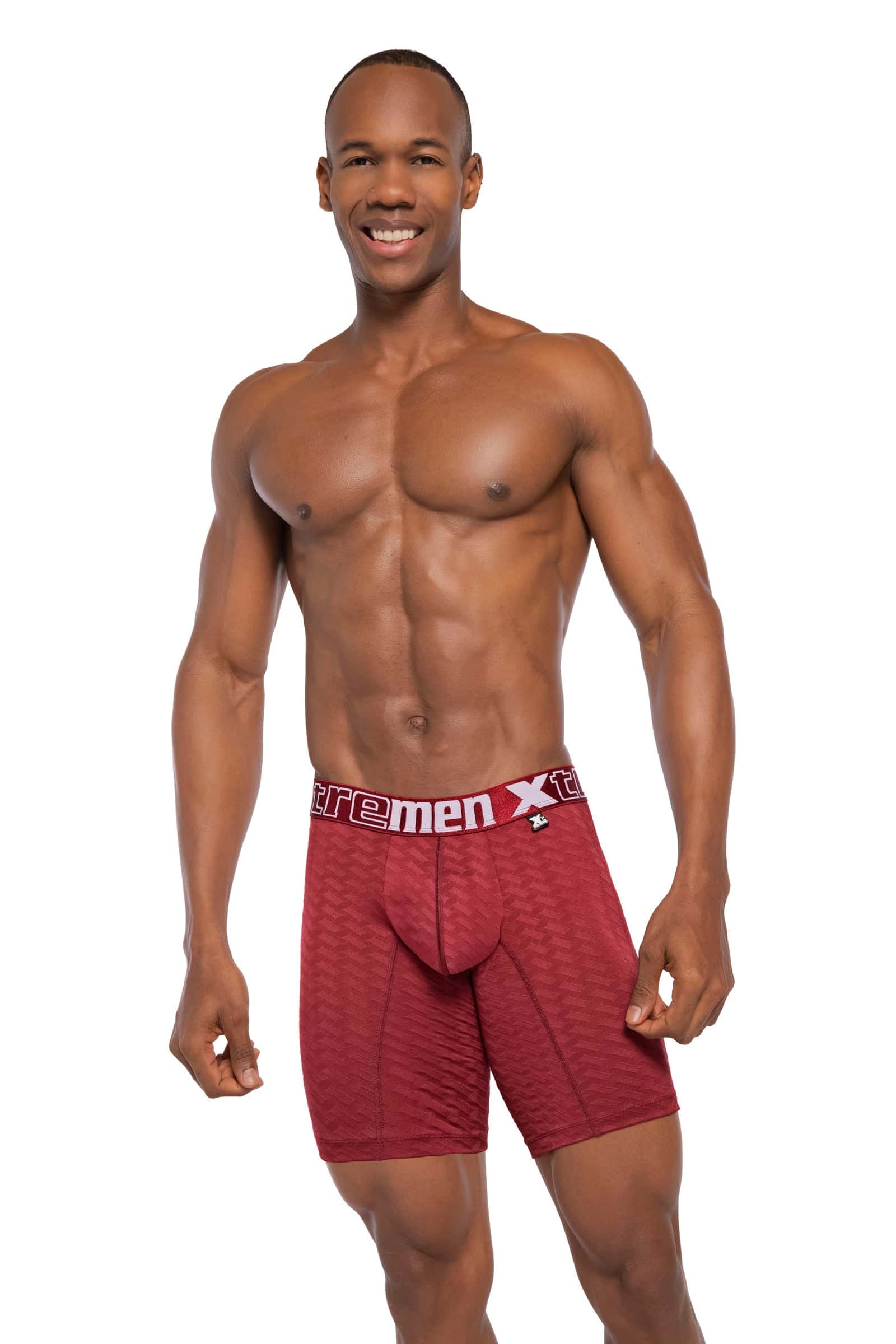 BOXER CLASICO LARGO MICROFIBRA JACQUARD RAYO  VINO