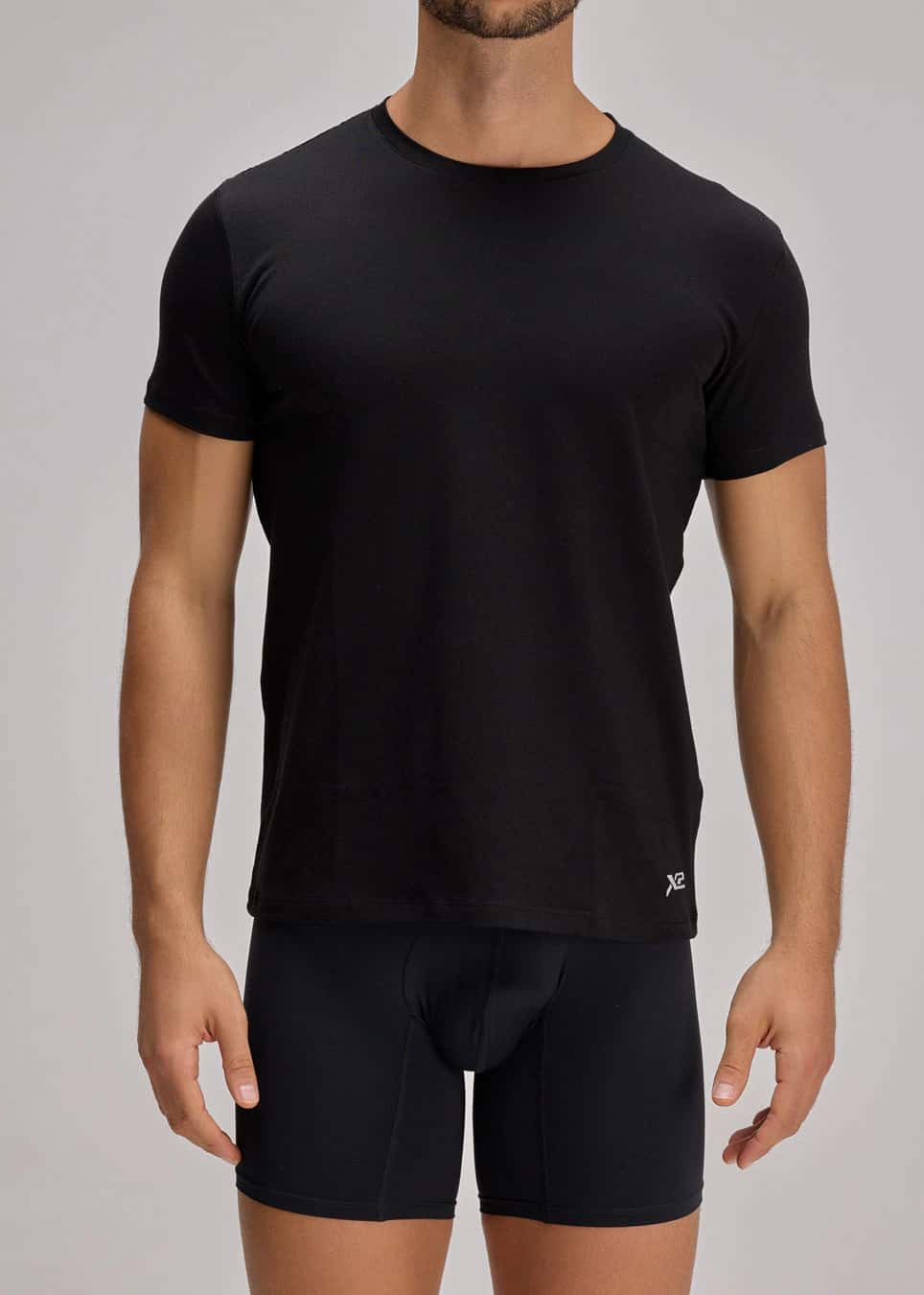 Camiseta Cuello Redondo Algodón Negro X2