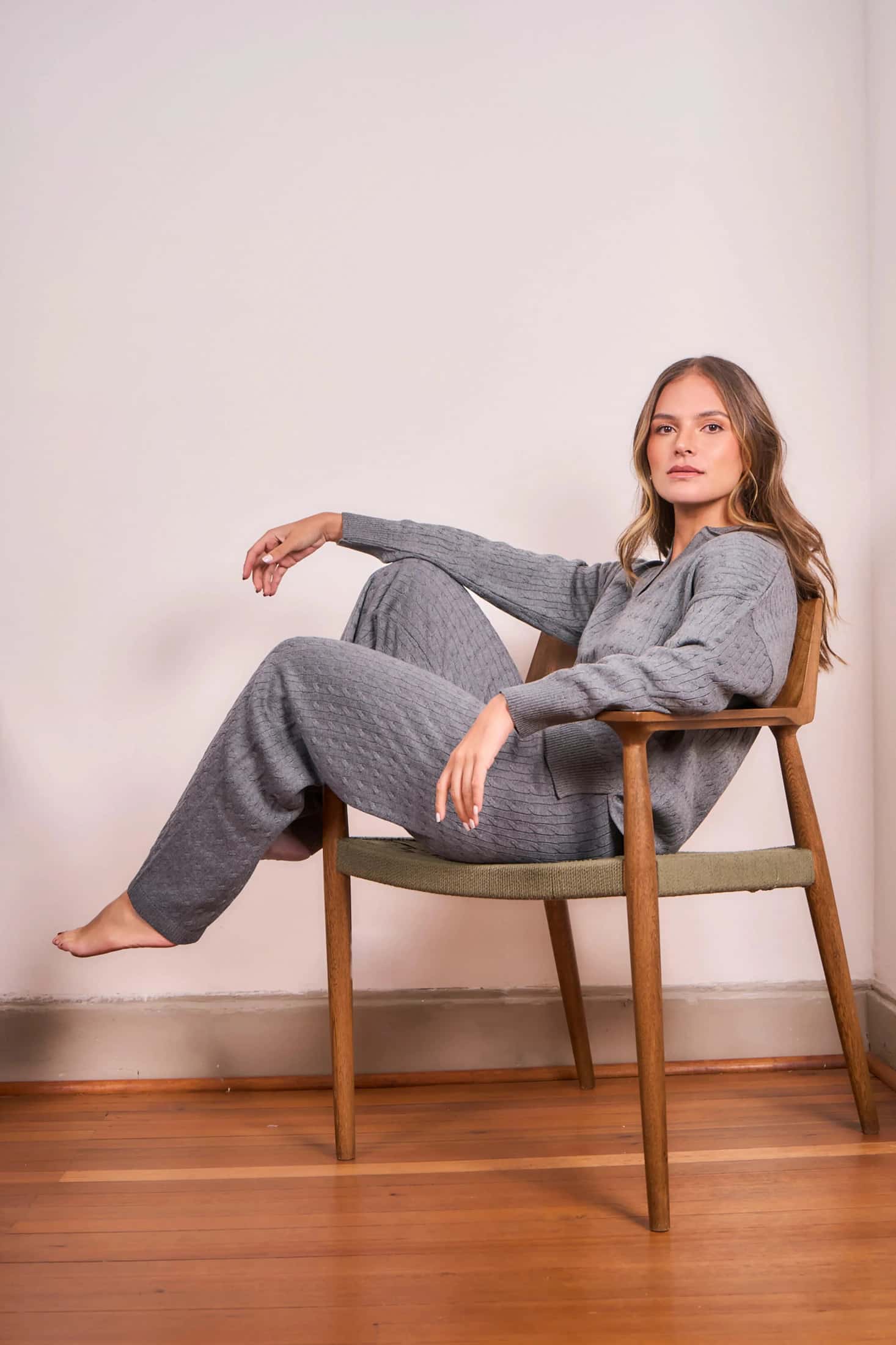 Outfit Set Trenzado Gris Mujer