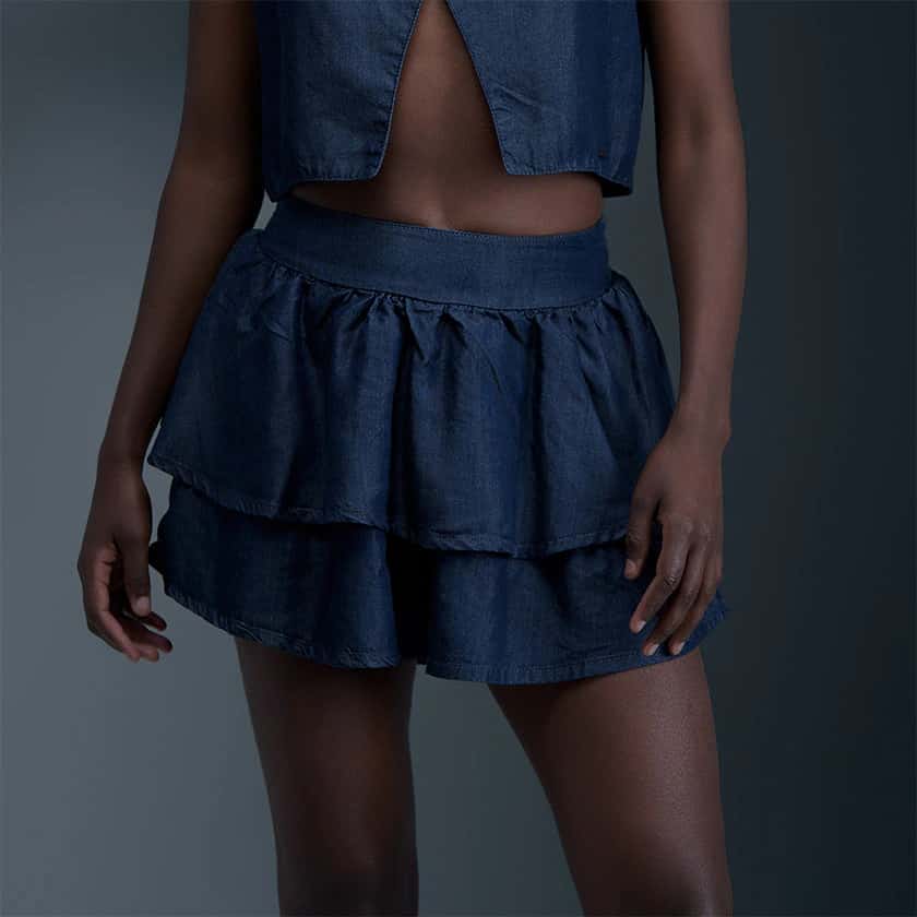 Falda Azul Mujer