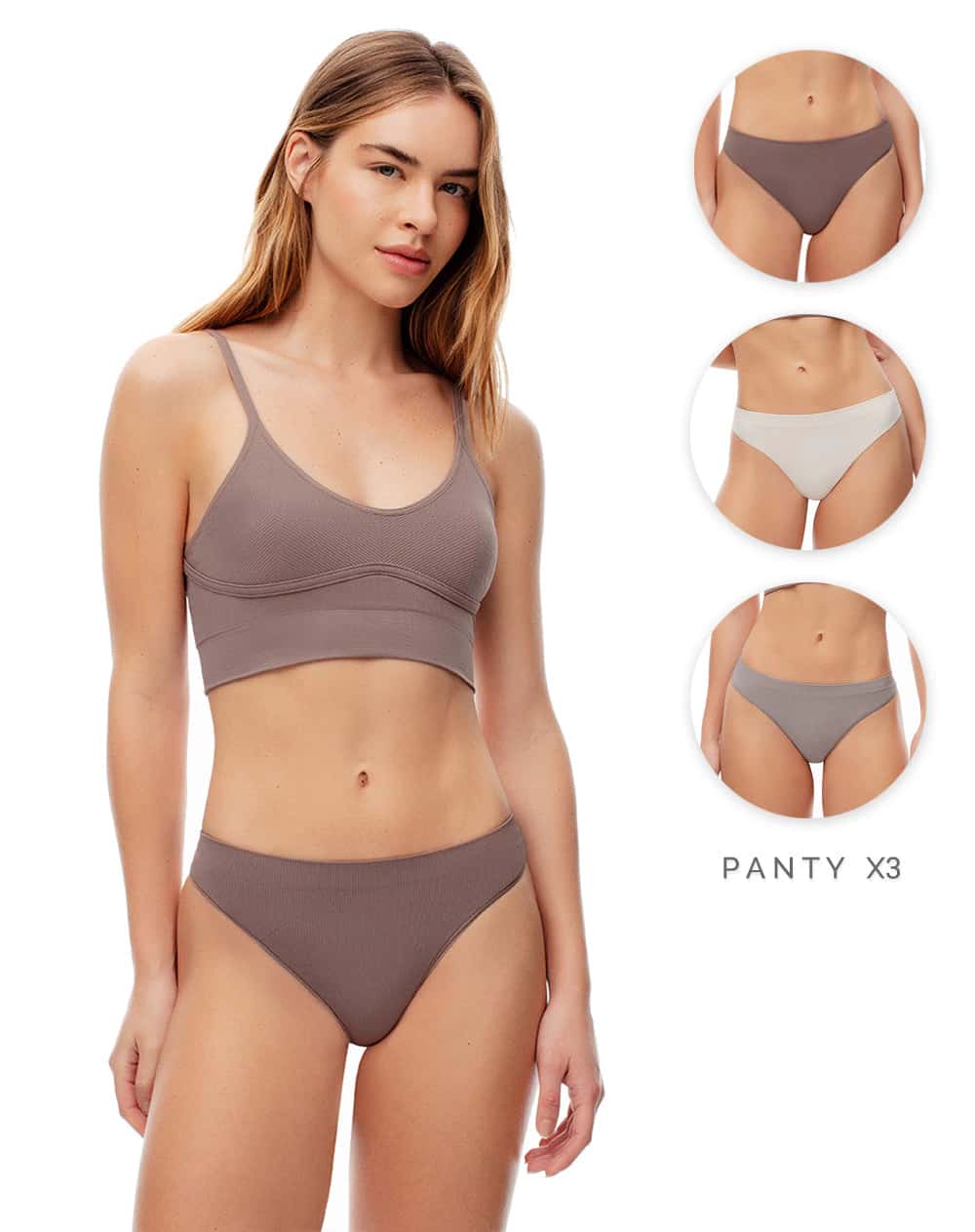 Panty tipo tanga seamless tiro medio x3unds surtido