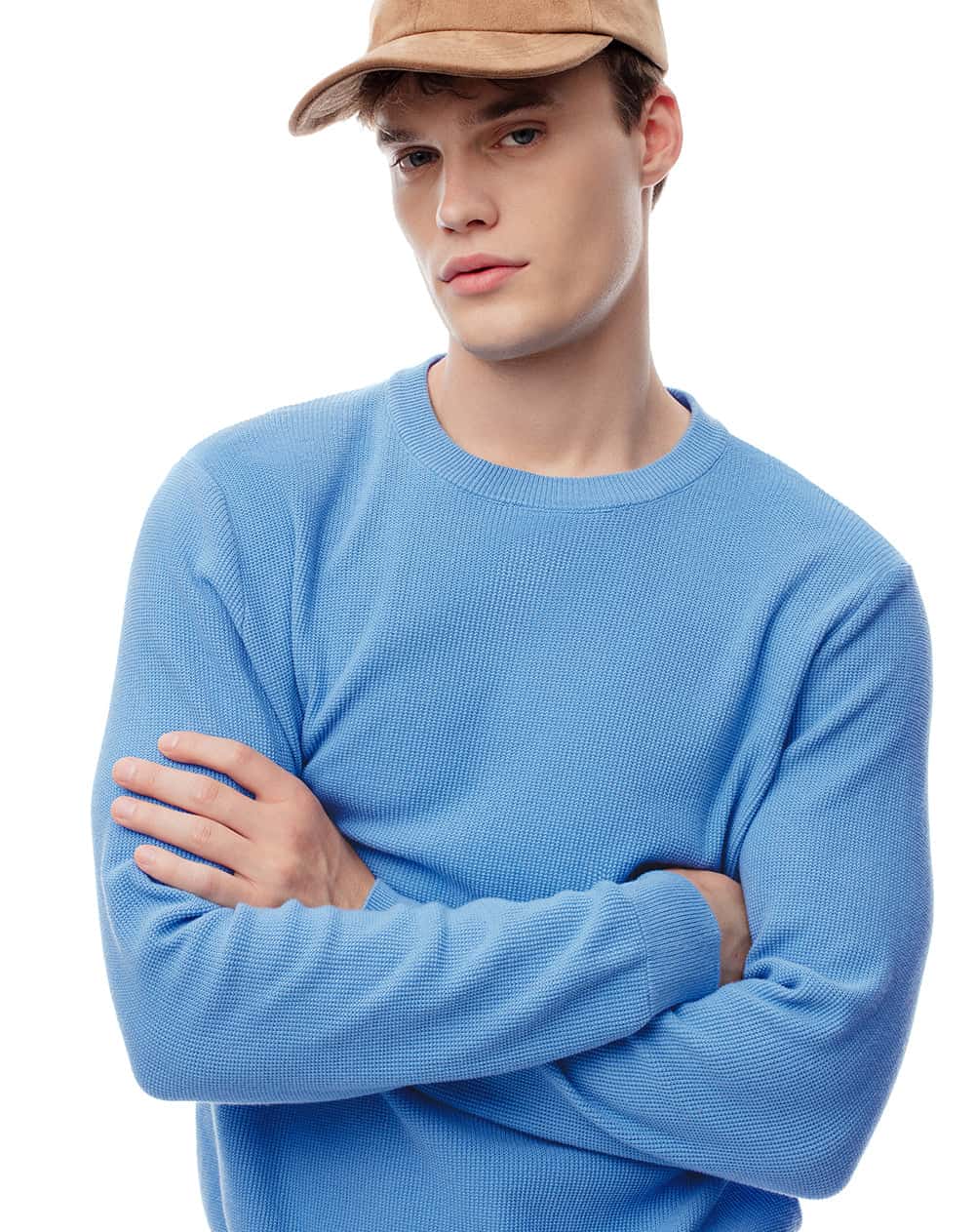 Buzo regular tejido algodón azul hombre