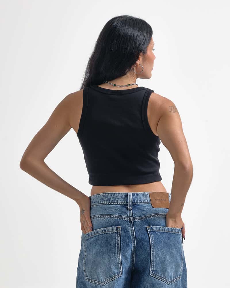Crop Top Negro Fit Slim - miniatura 2