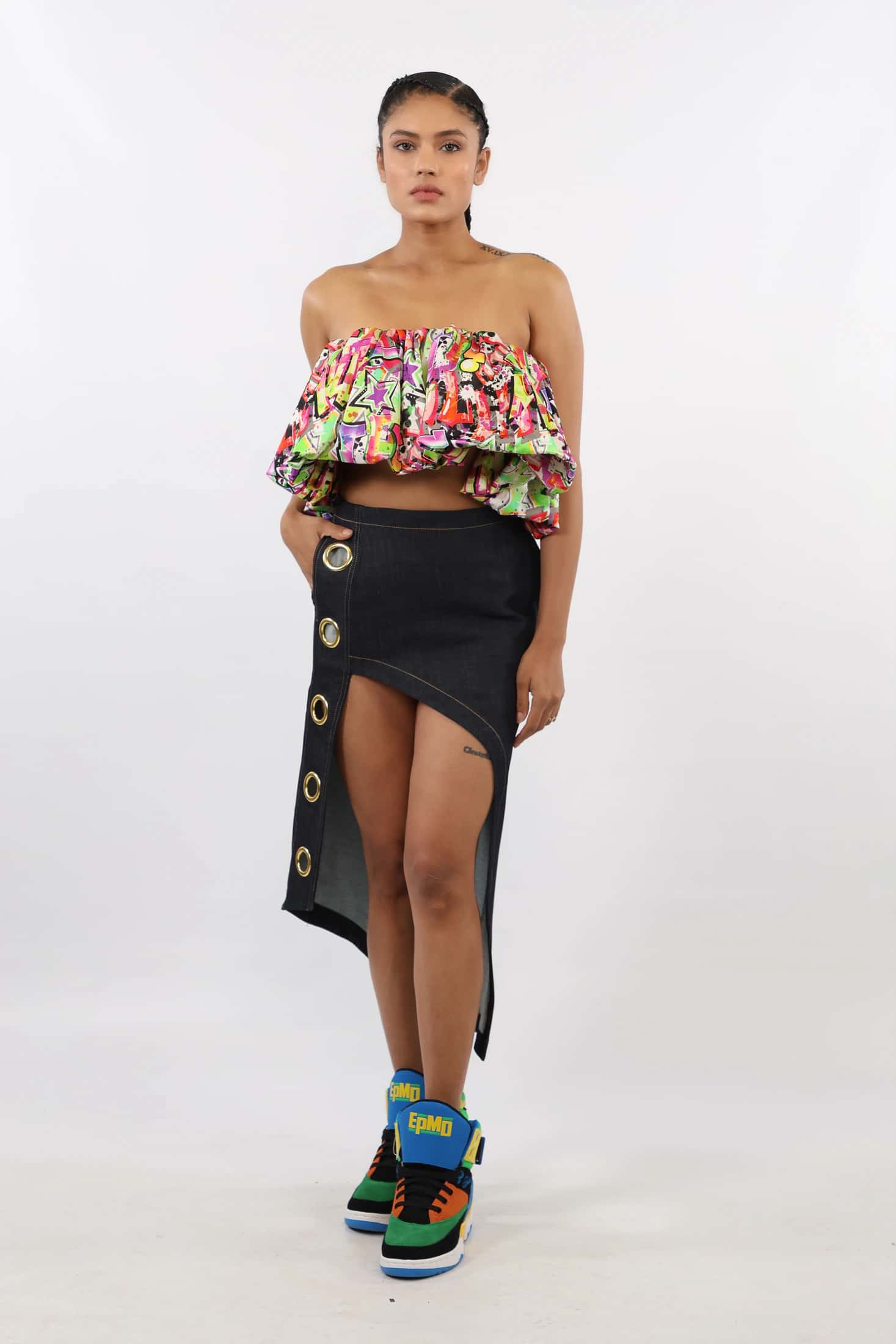 Asymmetric Skirt With Grommets - miniatura 1