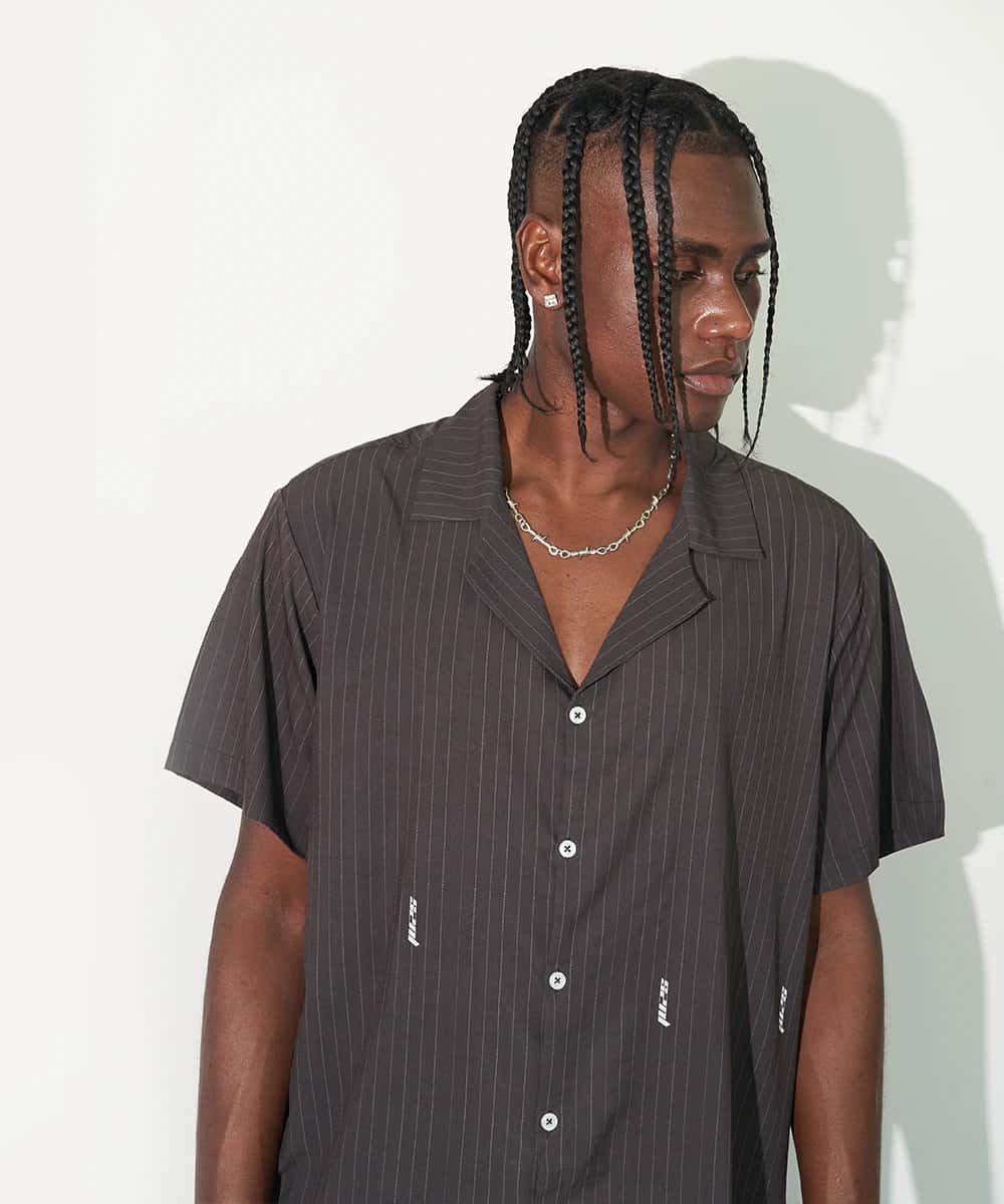 Camp Shirt in Black Pinstripe
