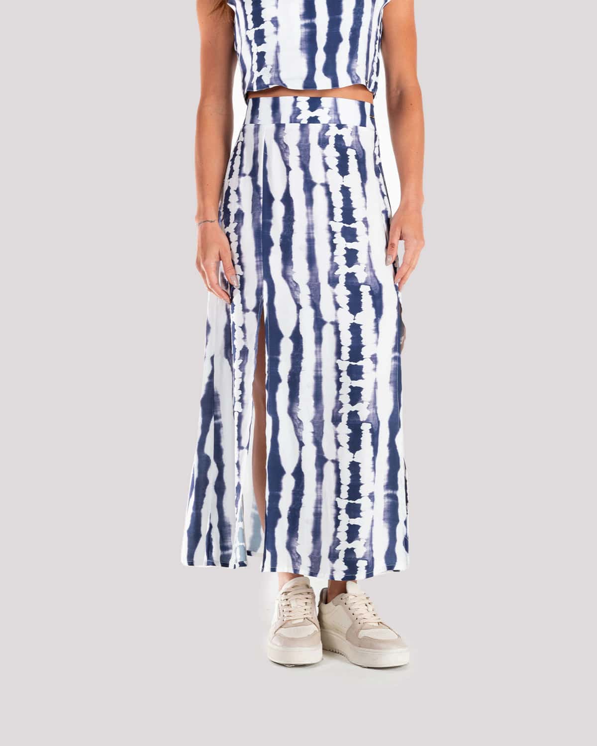 Falda azul estampada para mujer